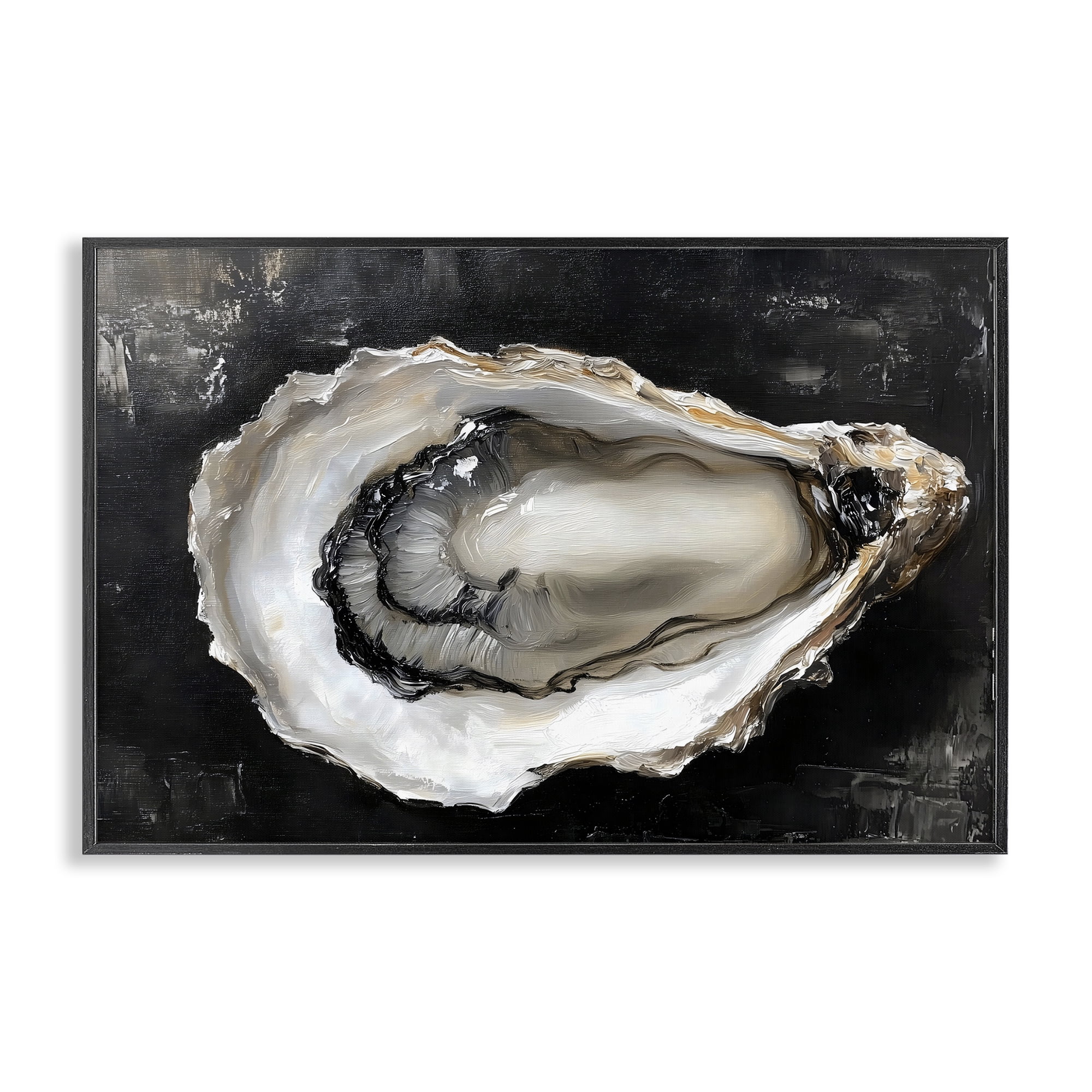 Stupell Industries Black Oyster Pearlescent Shell Black Framed Giclee Art, design by LSR Design Studio