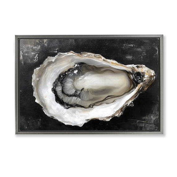 Stupell Industries Transitional Black Oyster Pearlescent Shell Gray Floating Frame Canvas Art, 25 x 17, by LSR Design Studio