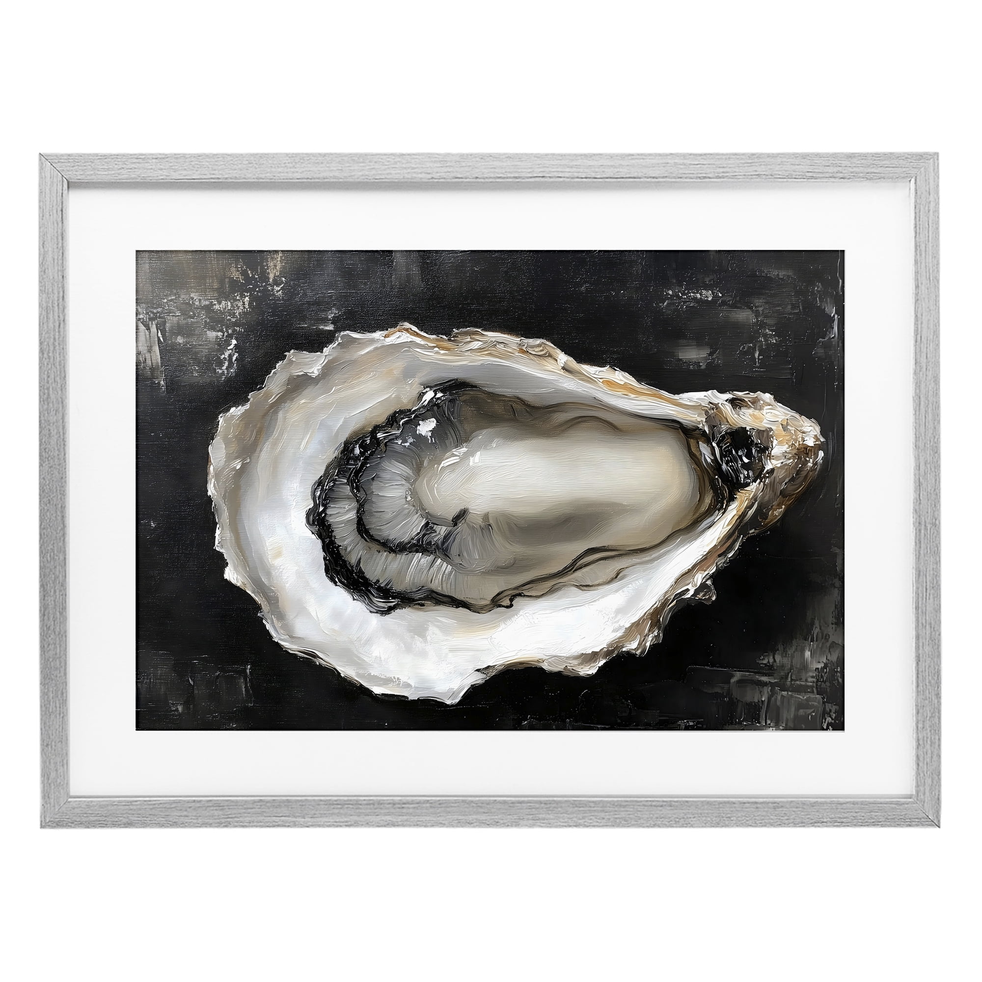 Stupell Industries Black Oyster Pearlescent Shell Gray Framed Print Under Glass, design by LSR Design Studio