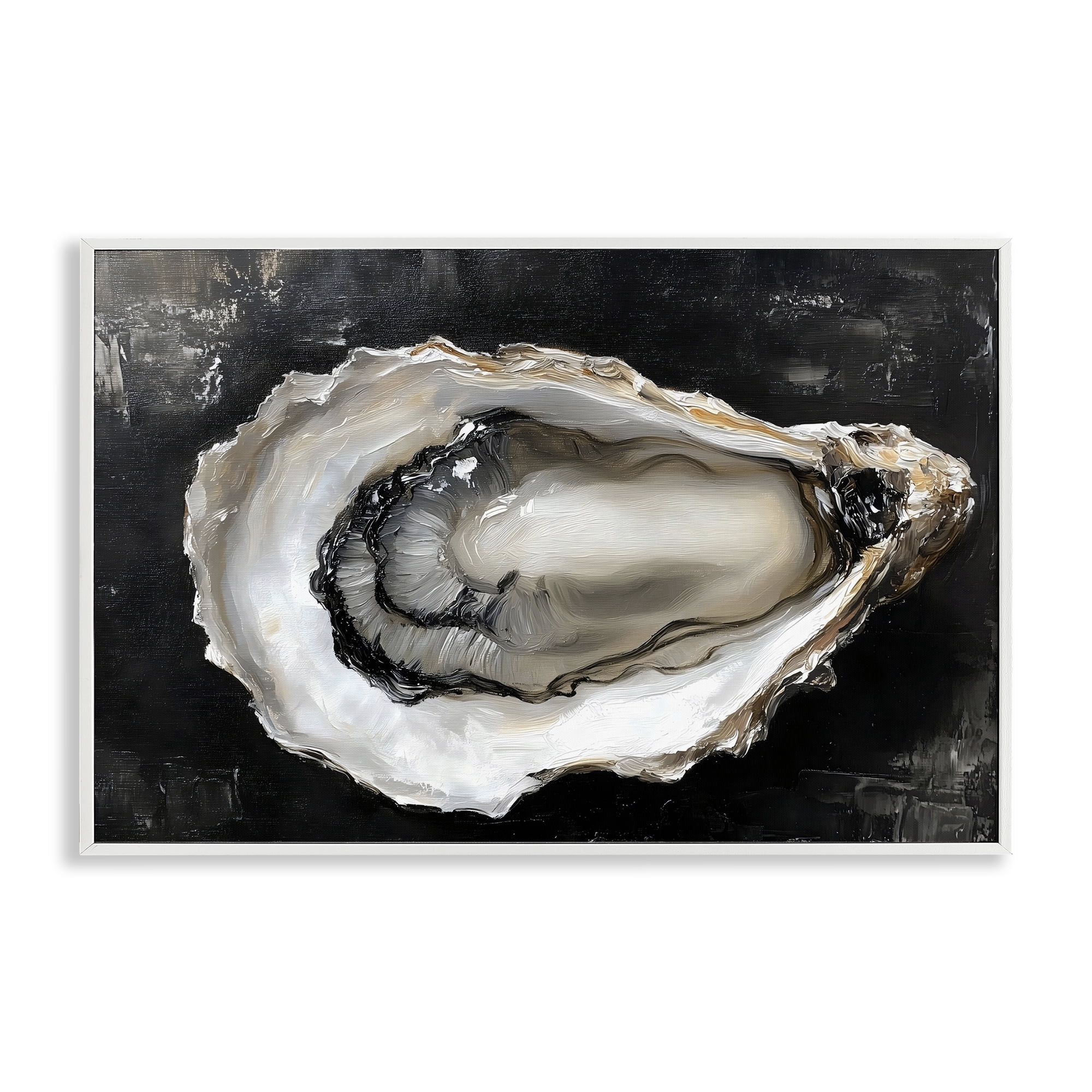 Stupell Industries Black Oyster Pearlescent Shell White Framed Giclee Art, design by LSR Design Studio