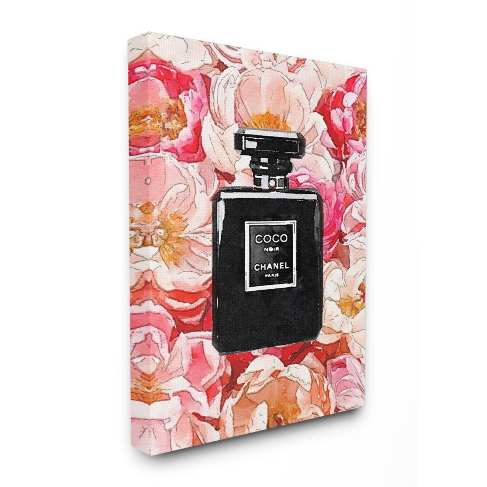 Stupell Industries Black Perfume Pink Flowers Glam Fashion Watercolor Design Canvas Wall Art by Amanda Greenwood