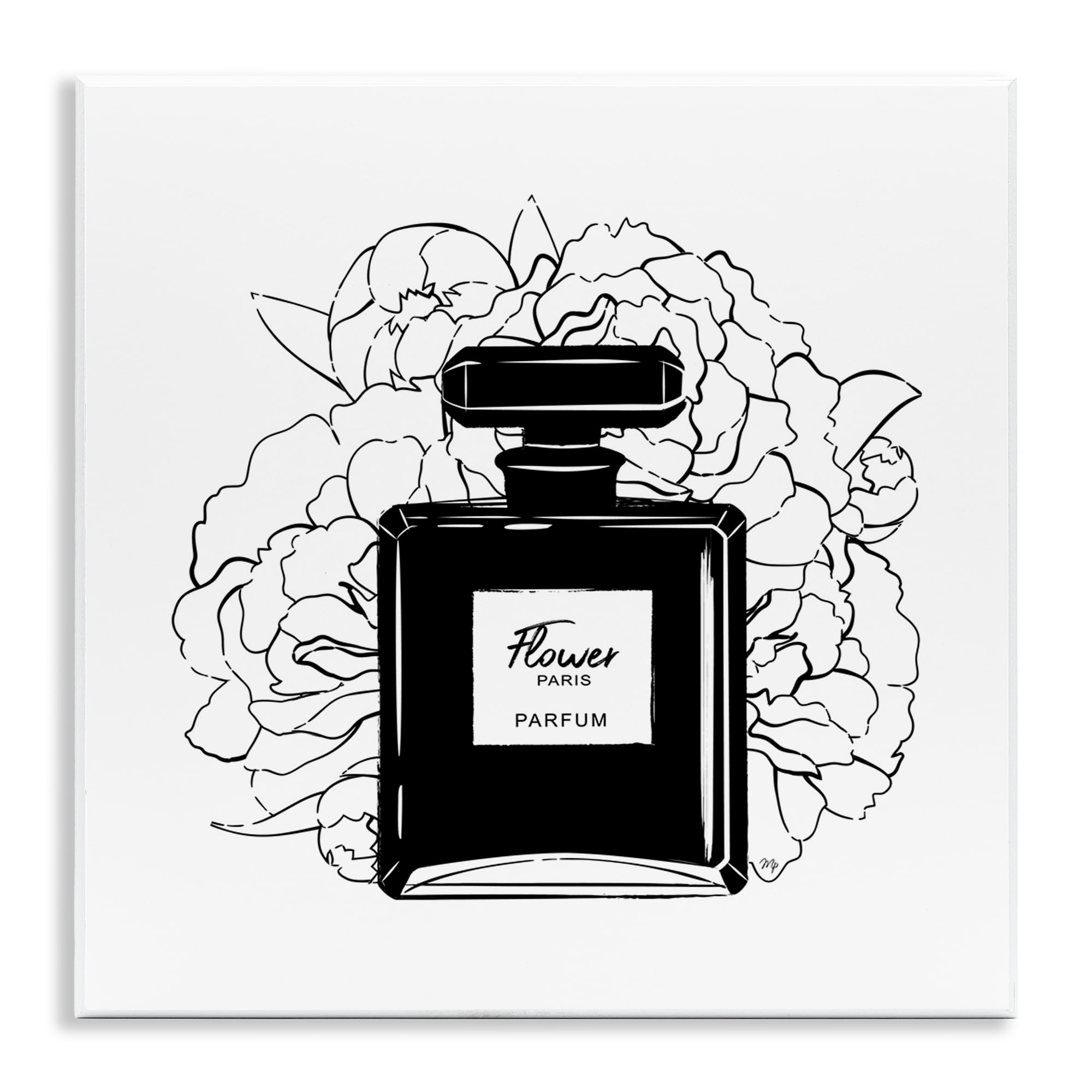 Stupell Industries Black Perfume & Roses Beauty & Fashion Painting Unframed Art Print Wall Art, 12 x 12