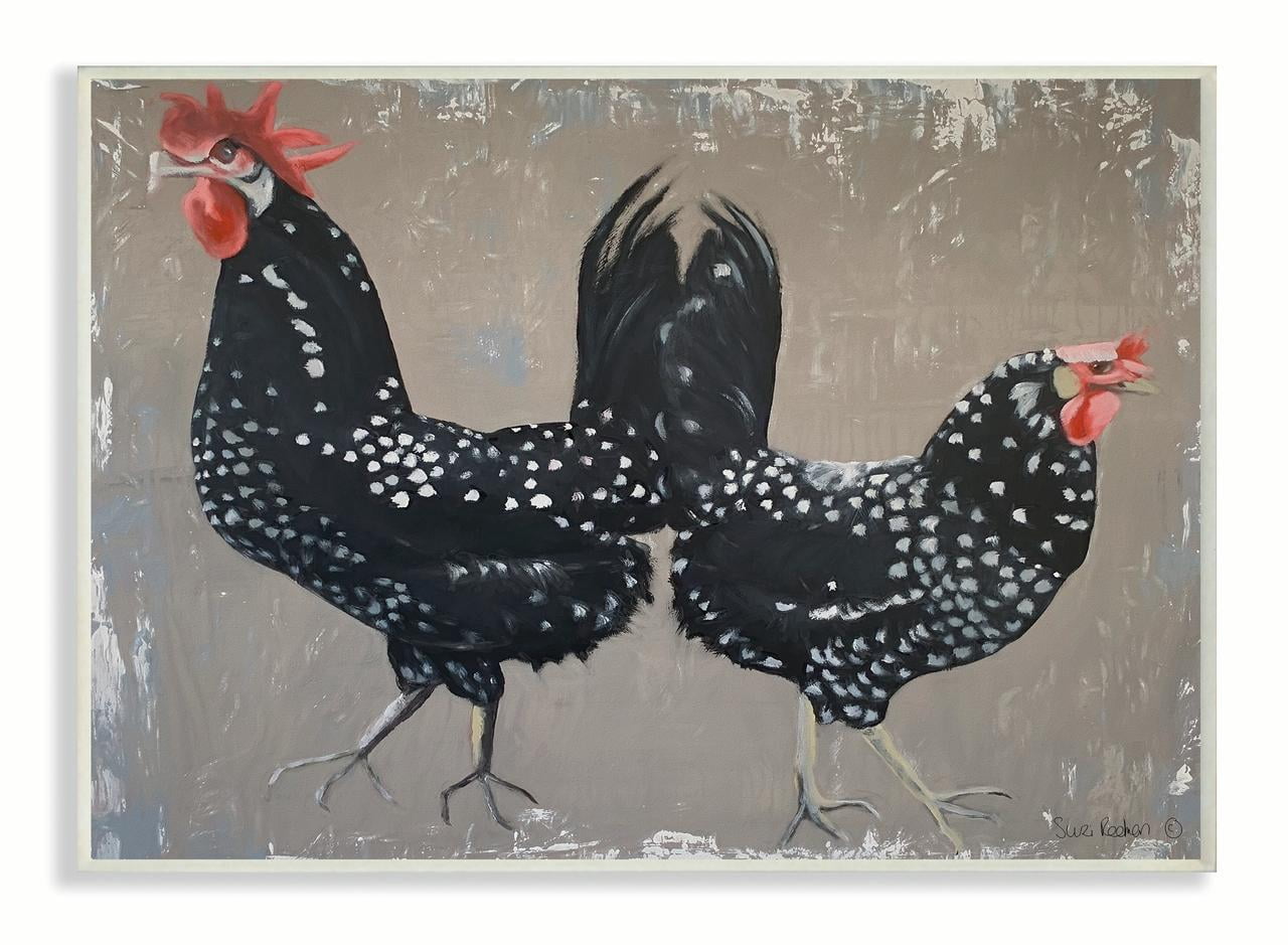 Stupell Industries Black Roosters Farm Animal Painting Unframed Art Print Wall Art, 13x19, by Suzi Redman