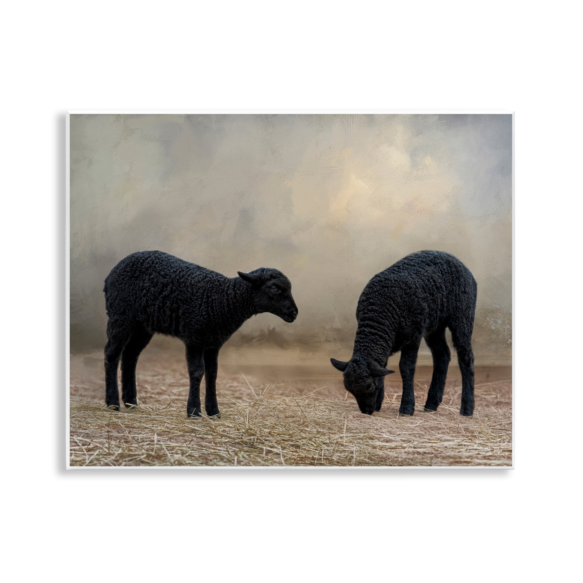 Rustic Black Sheep Grazing MDF Wood Wall Art Plaque, 14 x 11