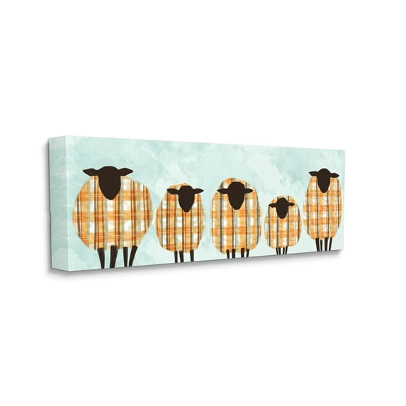 Stupell Industries Black Sheep Herd Orange Plaid Autumn Sweaters Canvas Wall Art, 17 x 40, Design by Ziwei Li