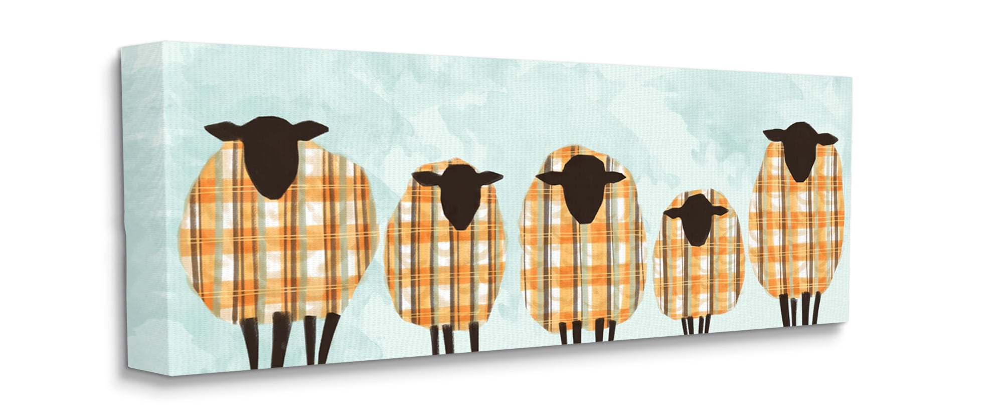 Stupell Industries Black Sheep Herd Orange Plaid Autumn Sweaters Canvas Wall Art, 20 x 48, Design by Ziwei Li
