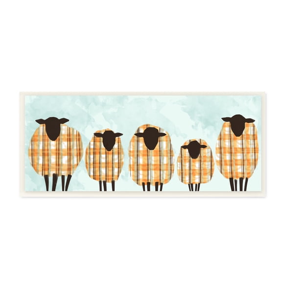 Stupell Industries Black Sheep Herd Orange Plaid Autumn Sweaters Wall Plaque, 7 x 17, Design by Ziwei Li