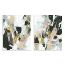 Stupell Industries Black Splatter Abstractions Abstract Painting Unframed Art Print Wall Art, 11 x 14, Set of 2