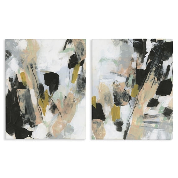 Stupell Industries Modern Black Splatter Abstractions 2pc Canvas Art Set, 16 x 20 each, by June Erica Vess