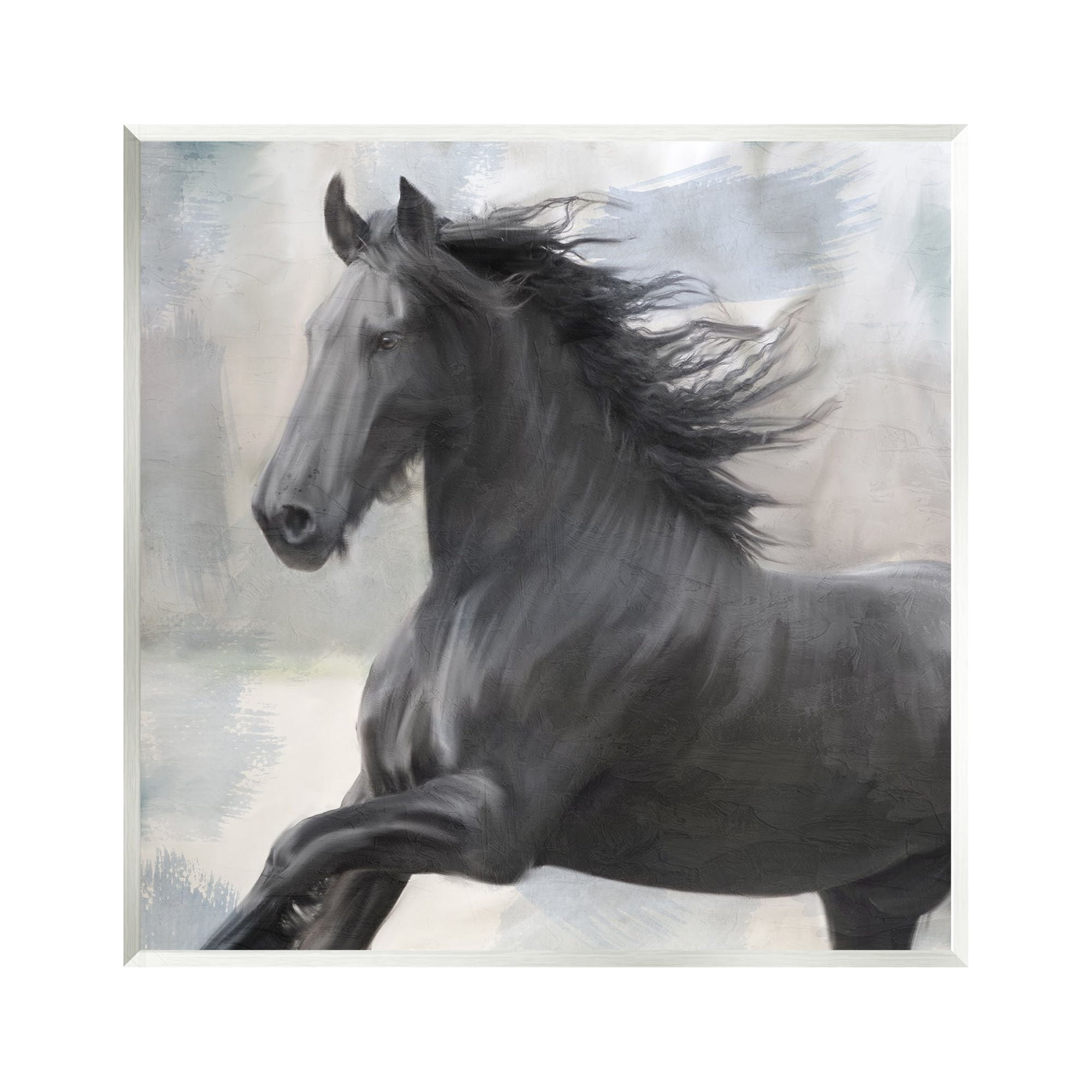 Stupell Industries Black Stallion Horse Animals & Insects Painting Unframed Art Print Wall Art, 12 x 12