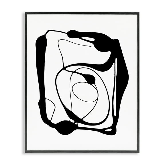 Stupell Industries Black Swirled Figure Abstract Painting Black Framed Art Print Wall Art, 11 x 14