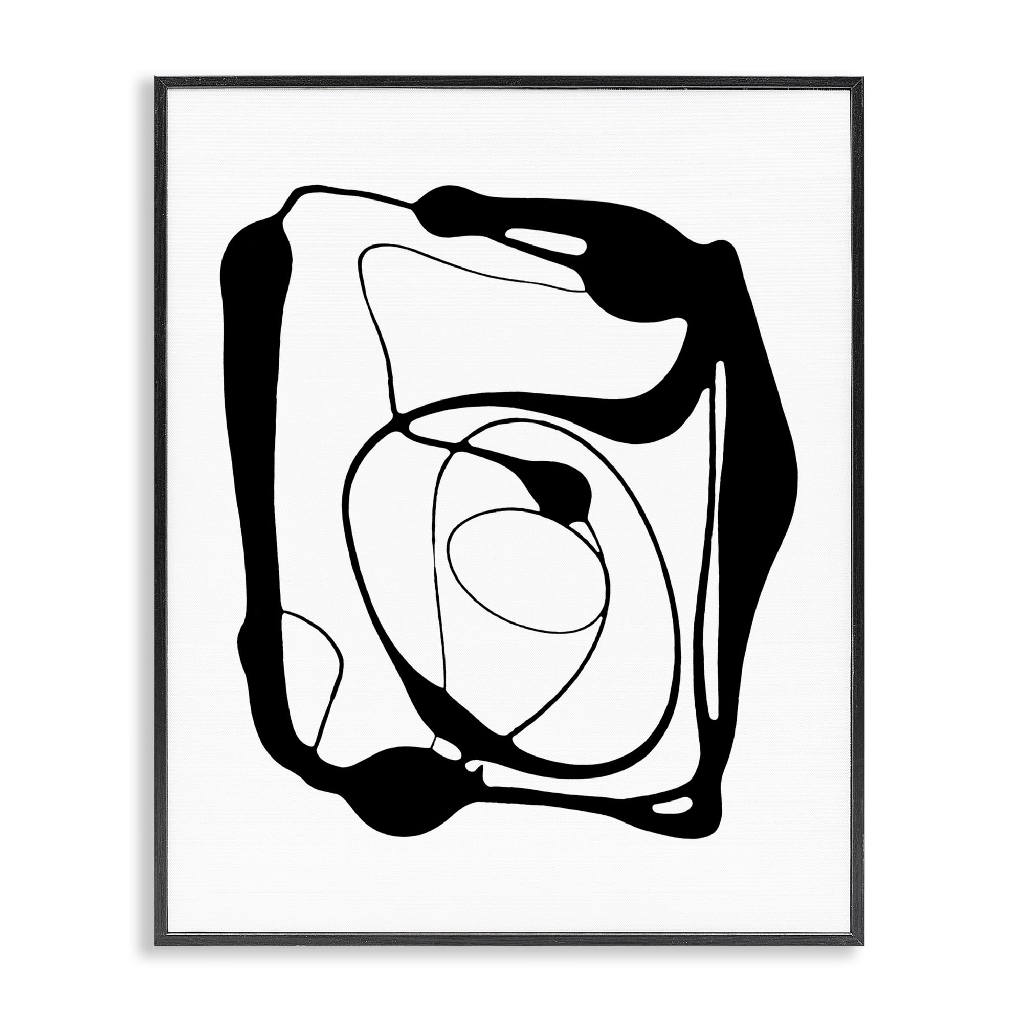 Stupell Industries Black Swirled Figure Abstract Painting Black Framed Art Print Wall Art, 16 x 20
