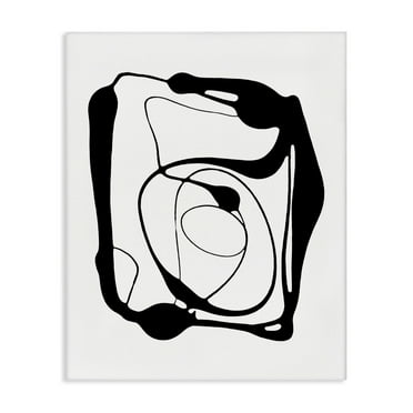 Stupell Industries Black Swirled Figure Abstract Painting Gallery Wrapped Canvas Art Print Wall Art, 16 x 20