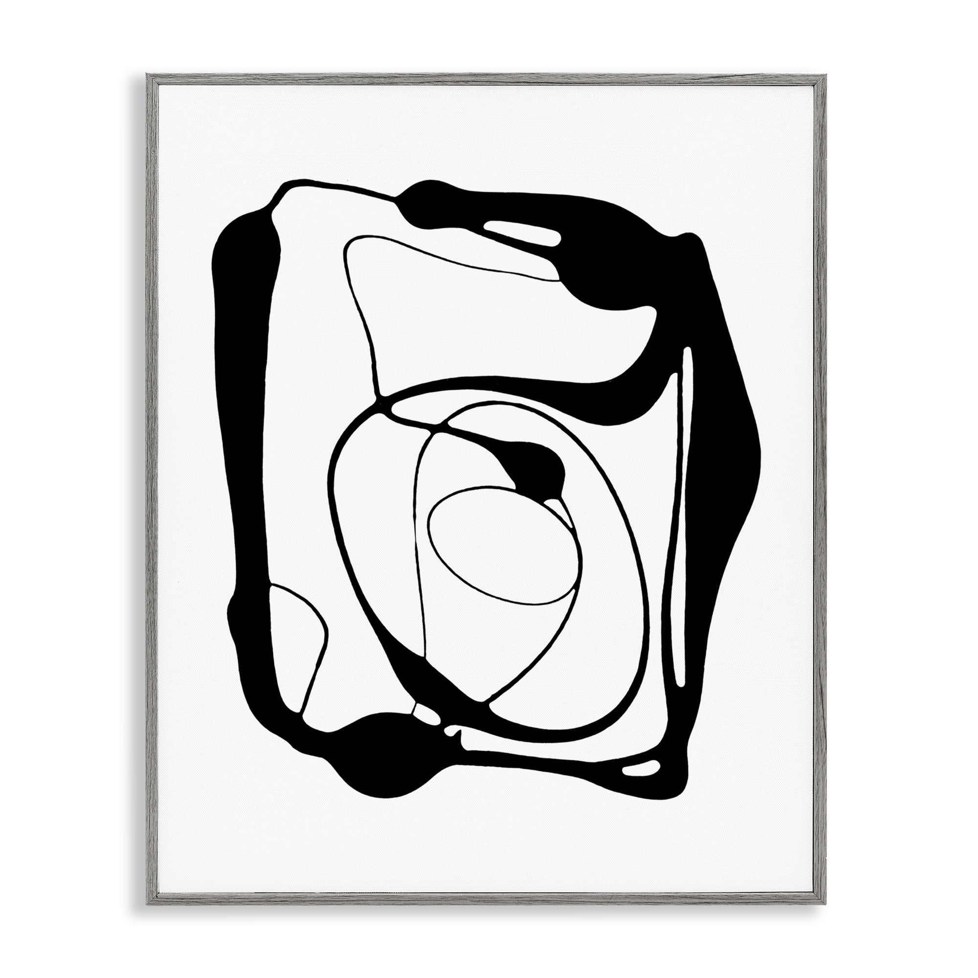 Stupell Industries Black Swirled Figure Abstract Painting Gray Framed Art Print Wall Art, 24 x 30