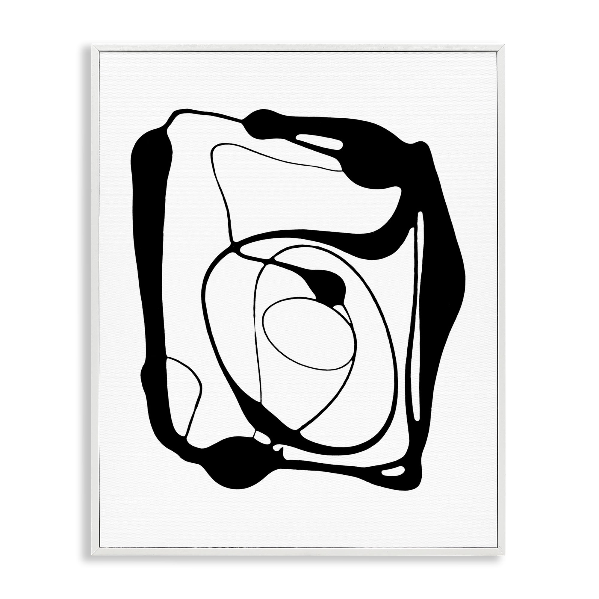 Stupell Industries Black Swirled Figure Abstract Painting White Framed Art Print Wall Art, 16 x 20