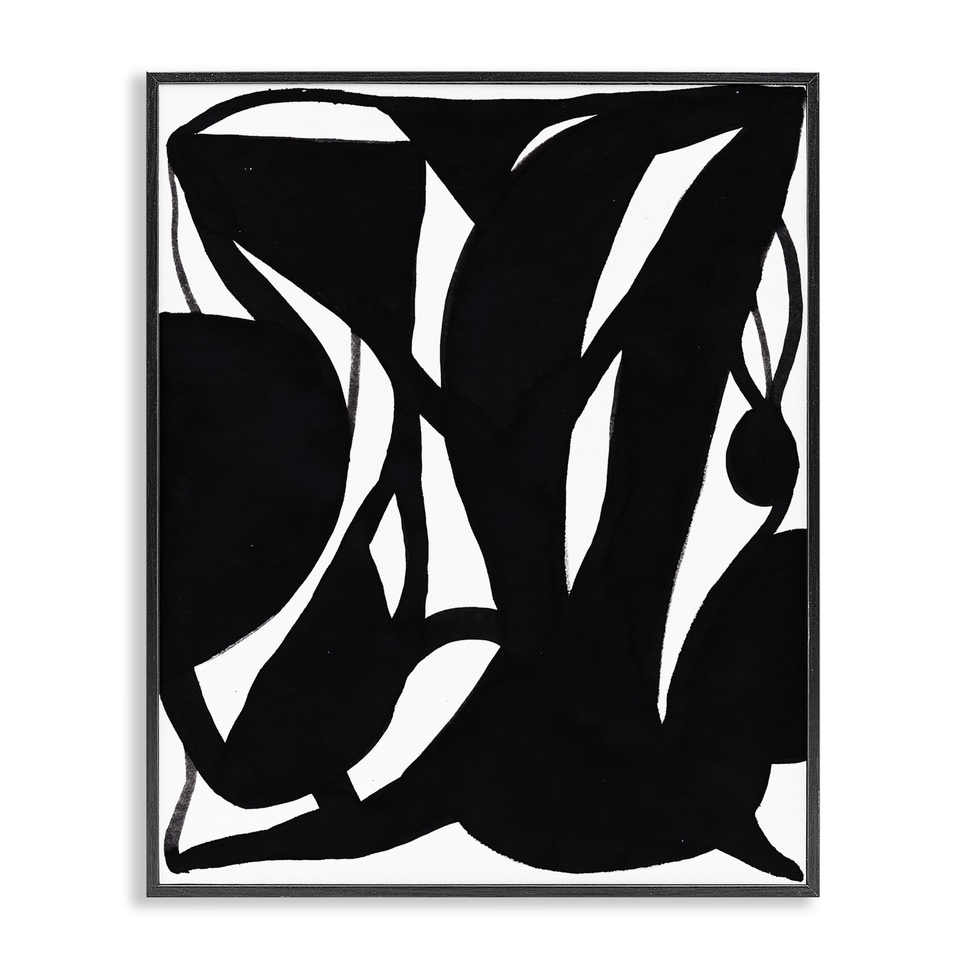 Stupell Industries Black Swirled Ink Abstract Painting Black Framed Art Print Wall Art, 16 x 20