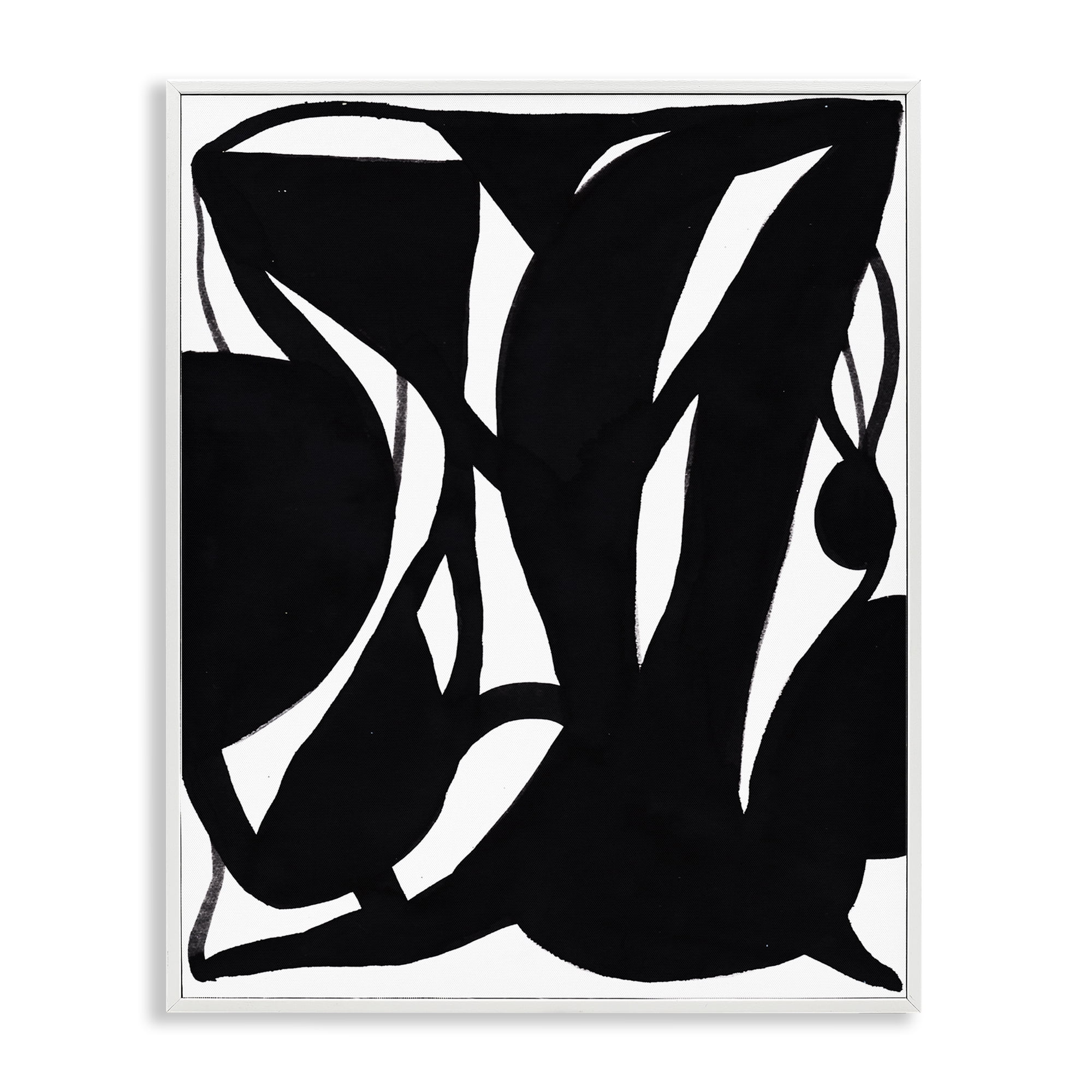 Stupell Industries Black Swirled Ink Abstract Painting White Framed Art Print Wall Art, 16 x 20
