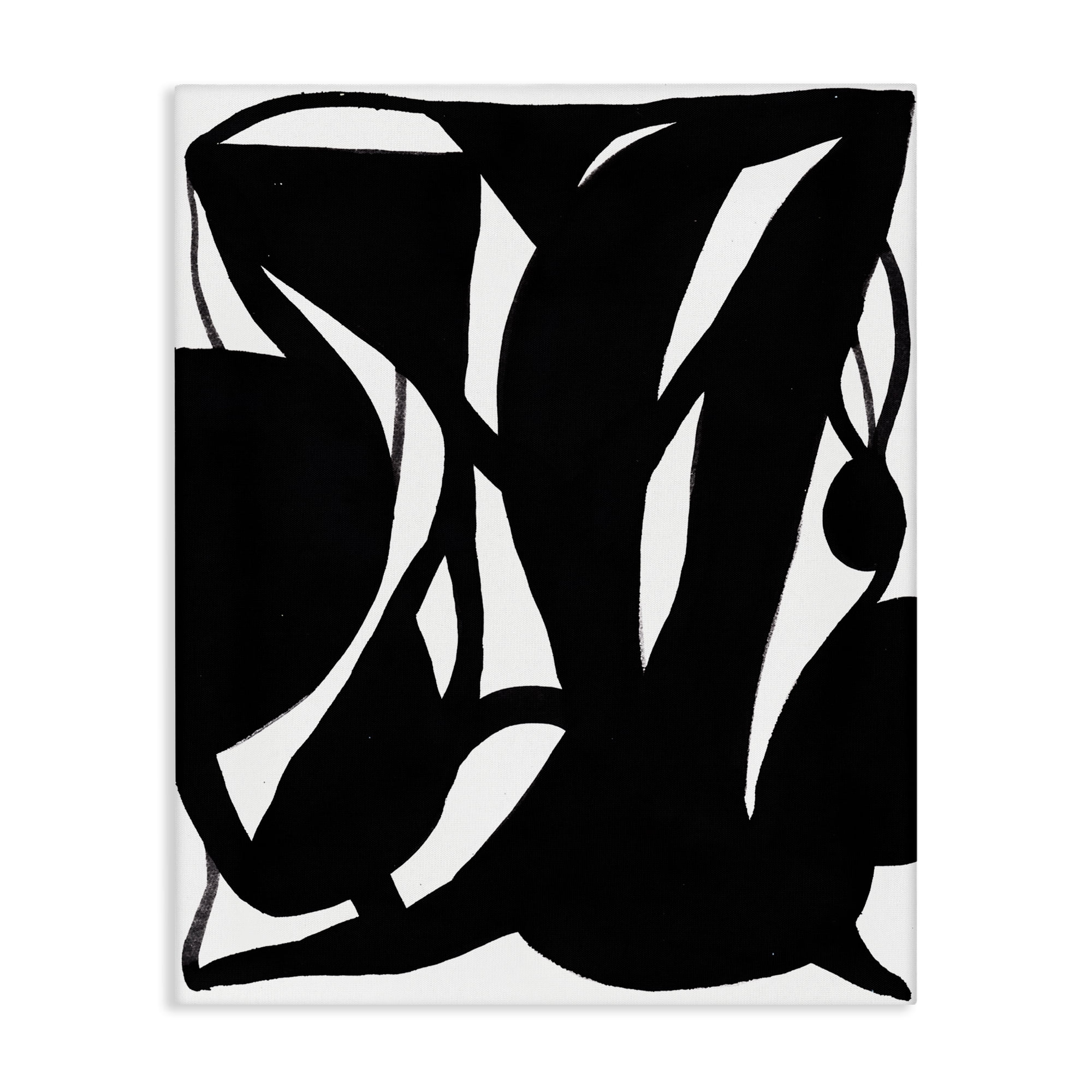 Stupell Industries Black Swirled Ink Abstract Painting Wrapped Canvas Art Print Wall Art, 30 x 40