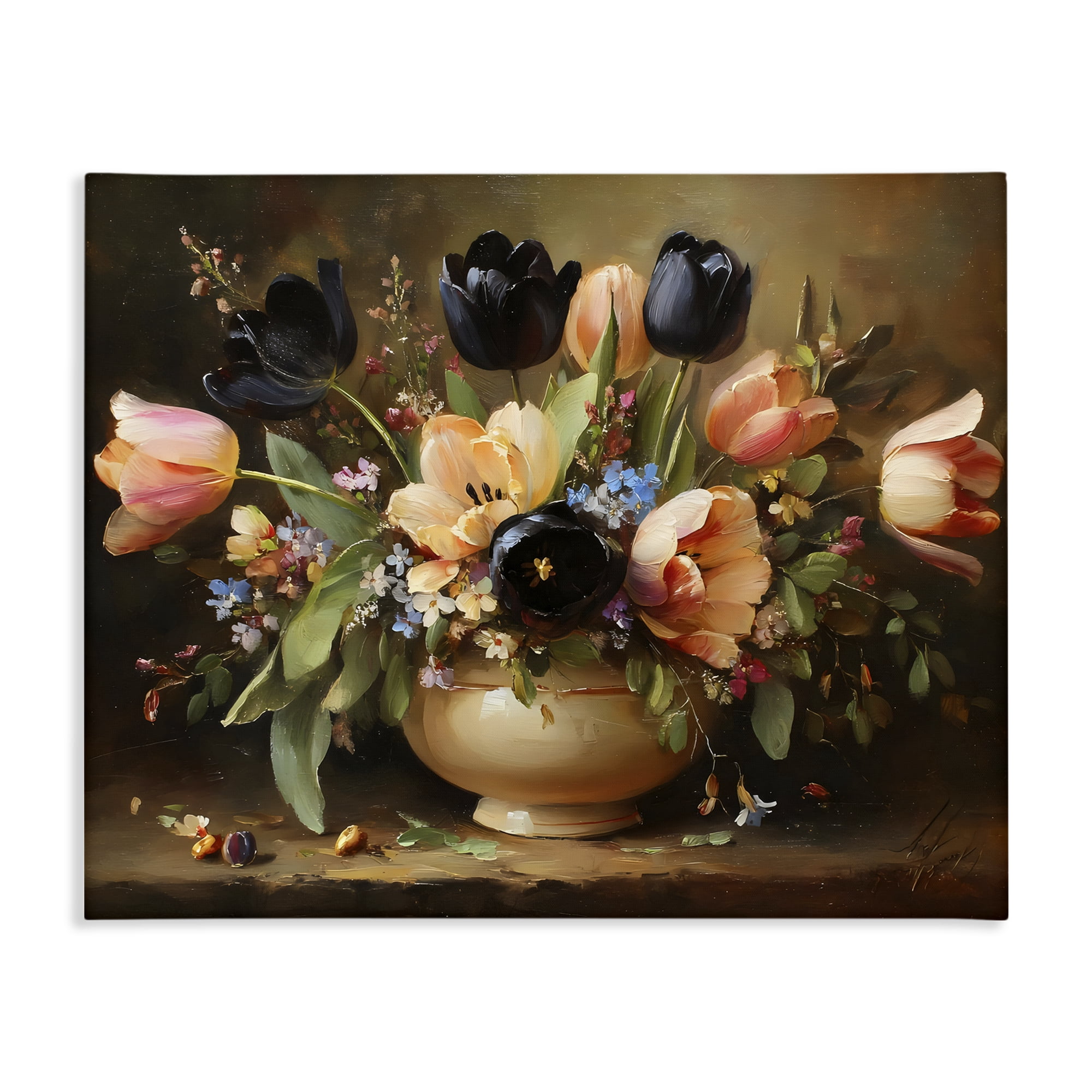 Stupell Industries Black Tulips & Peach Bouquet Canvas Wall Art, design by Franklyn Gregory