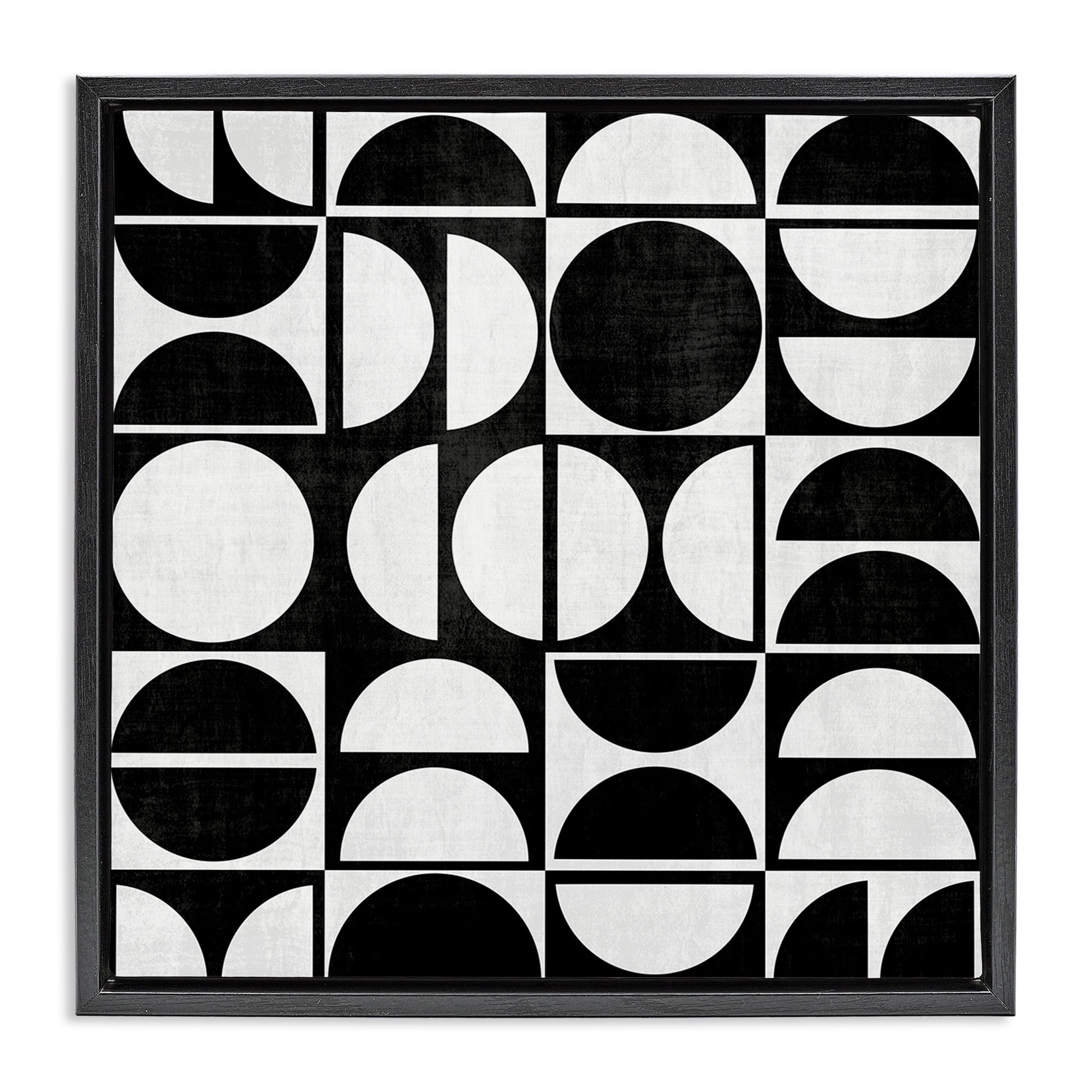 Stupell Industries Black & White Arch Pattern Abstract Painting Black Floater Framed Canvas Art Print Wall Art, 25 x 25