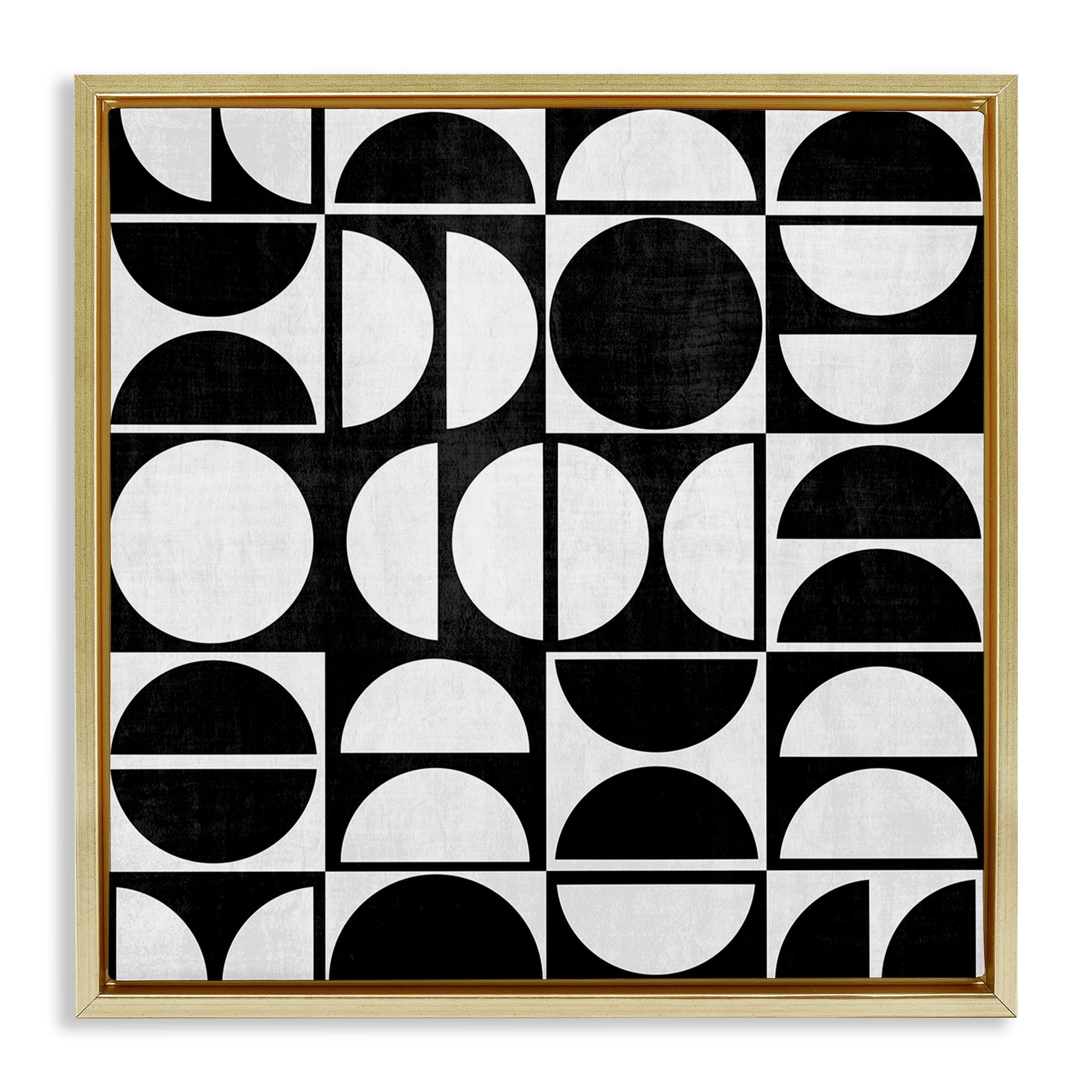 Stupell Industries Black & White Arch Pattern Abstract Painting Gold Floater Framed Canvas Art Print Wall Art, 25 x 25