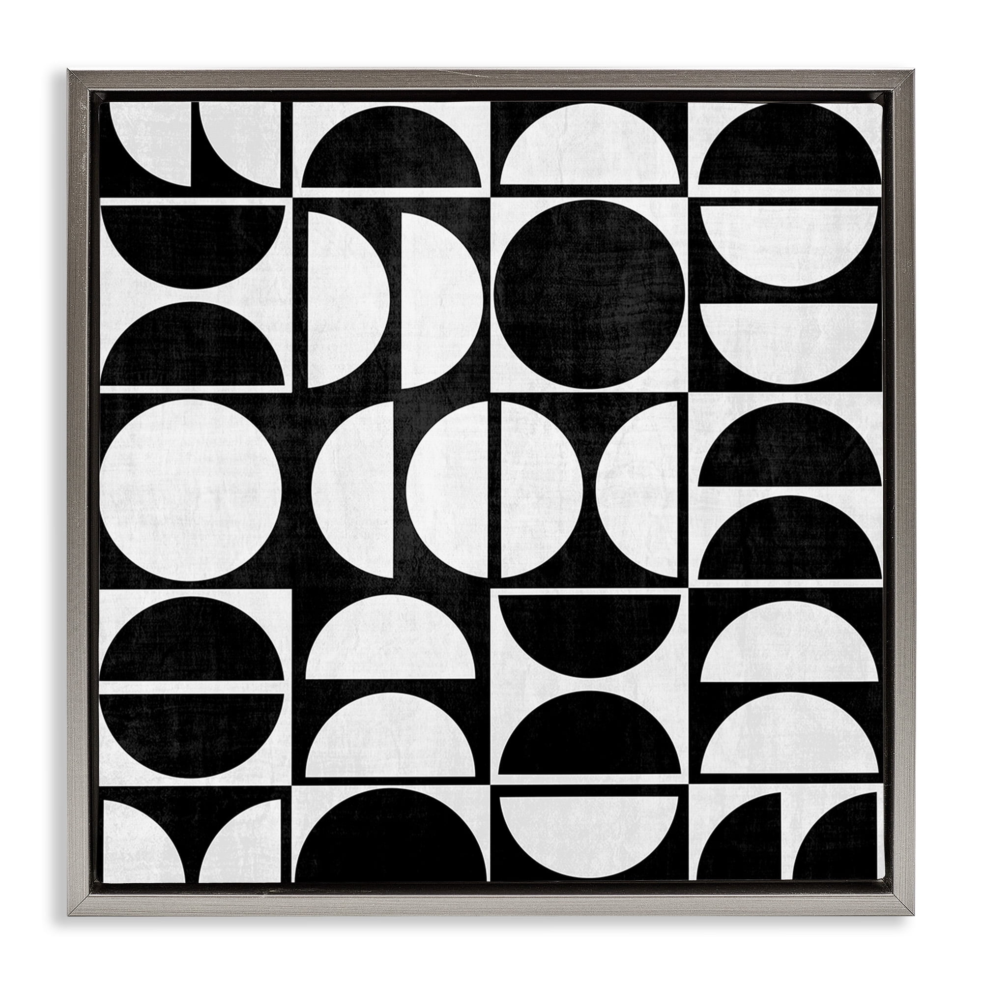 Stupell Industries Black & White Arch Pattern Abstract Painting Gray Floater Framed Canvas Art Print Wall Art, 25 x 25