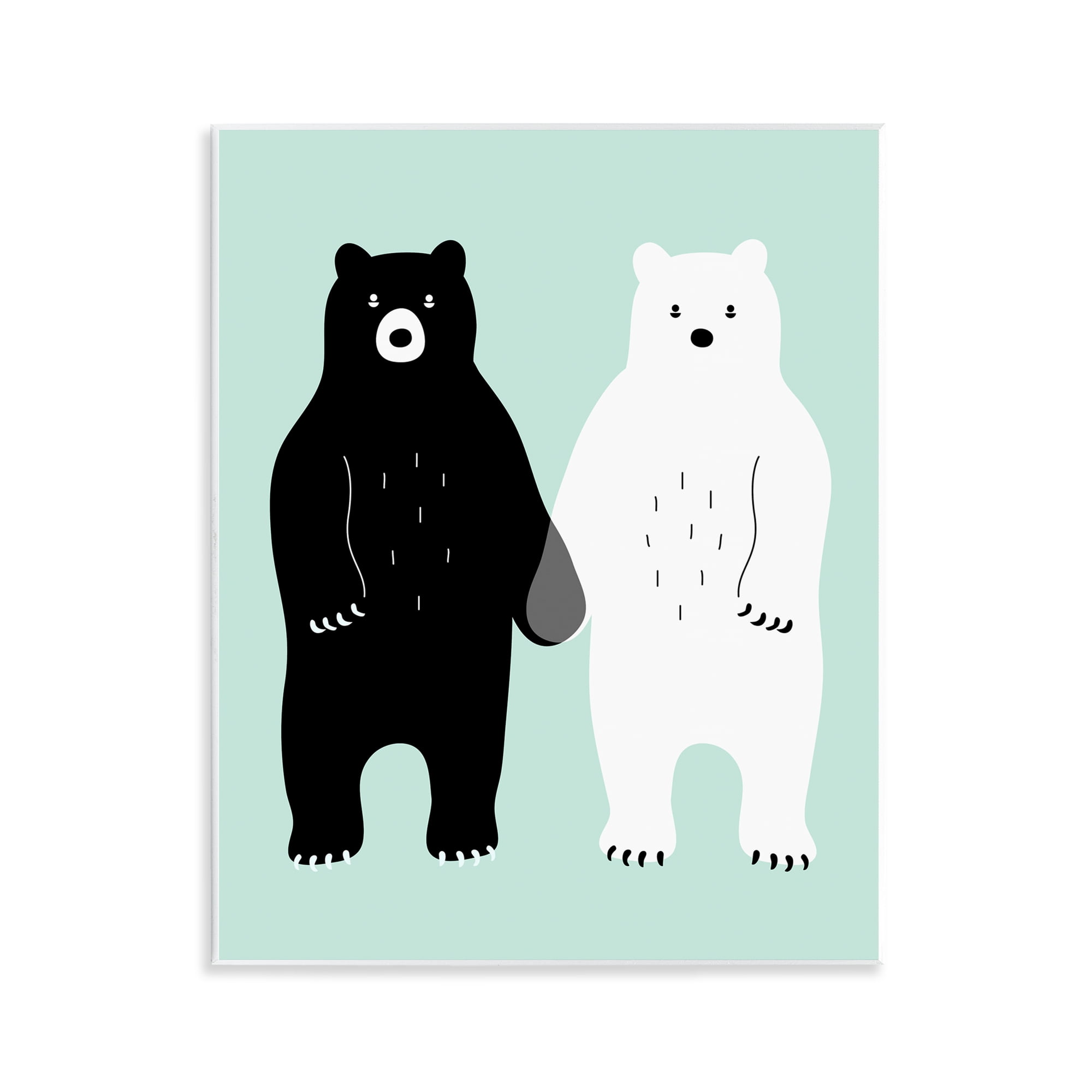 Stupell Industries Black & White Bears Holding Hands Animals Painting ...
