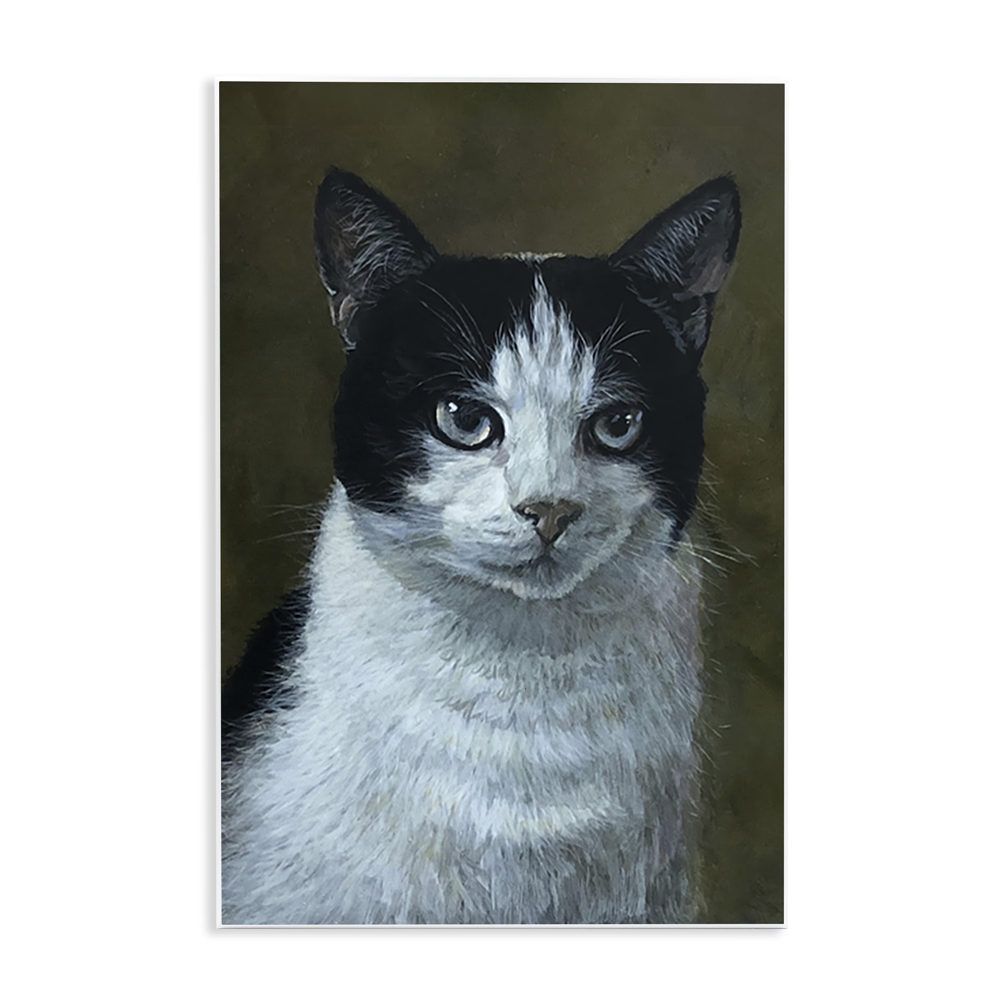 Stupell Industries Black & White Cat Angst Animals Painting Unframed Art Print Wall Art, 10 x 15