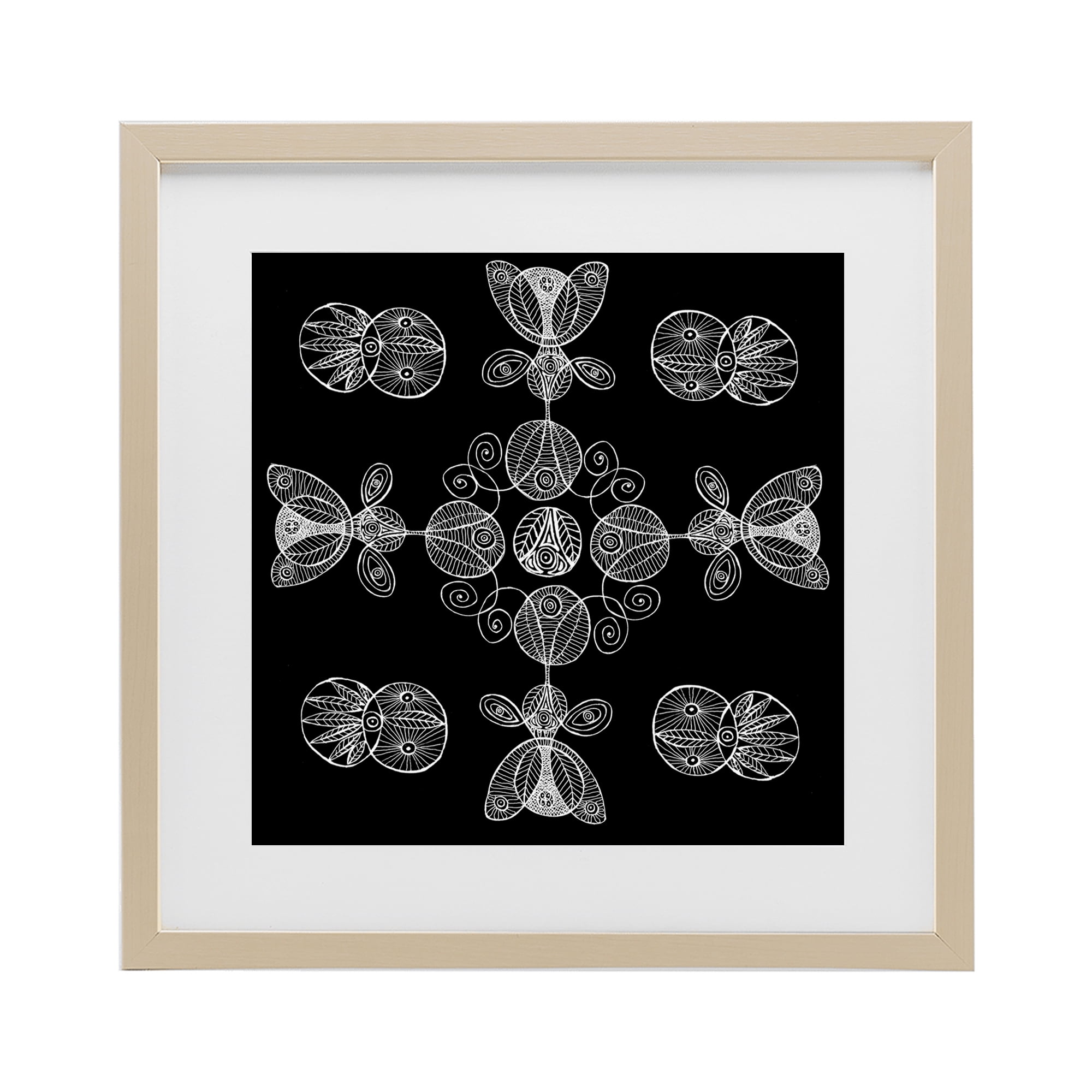 Stupell Industries Black & White Elemental Fractals Birch Framed Print Under Glass, design by El Perkin