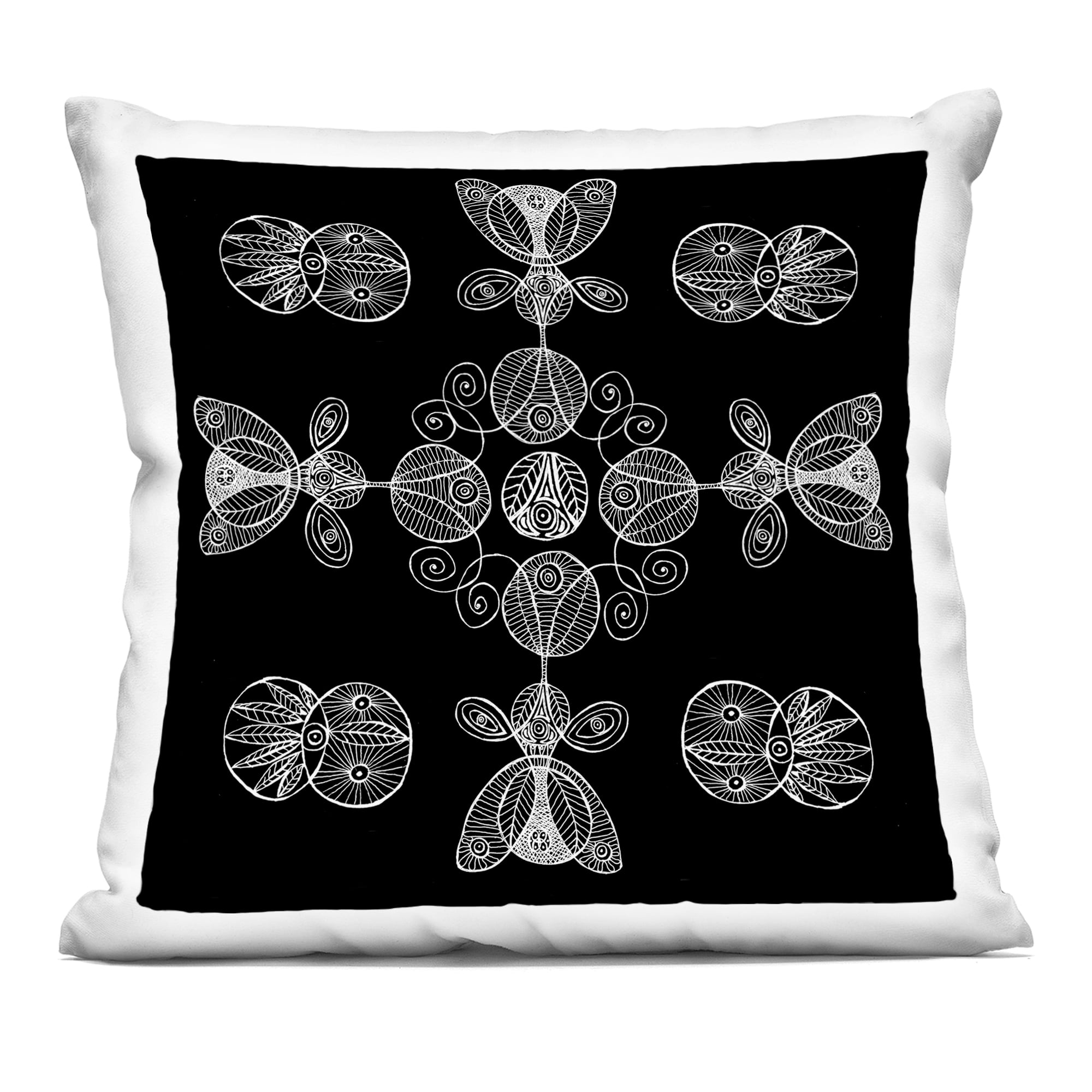 Stupell Industries Black & White Elemental Fractals Decorative Printed Throw Pillow, design by El Perkin