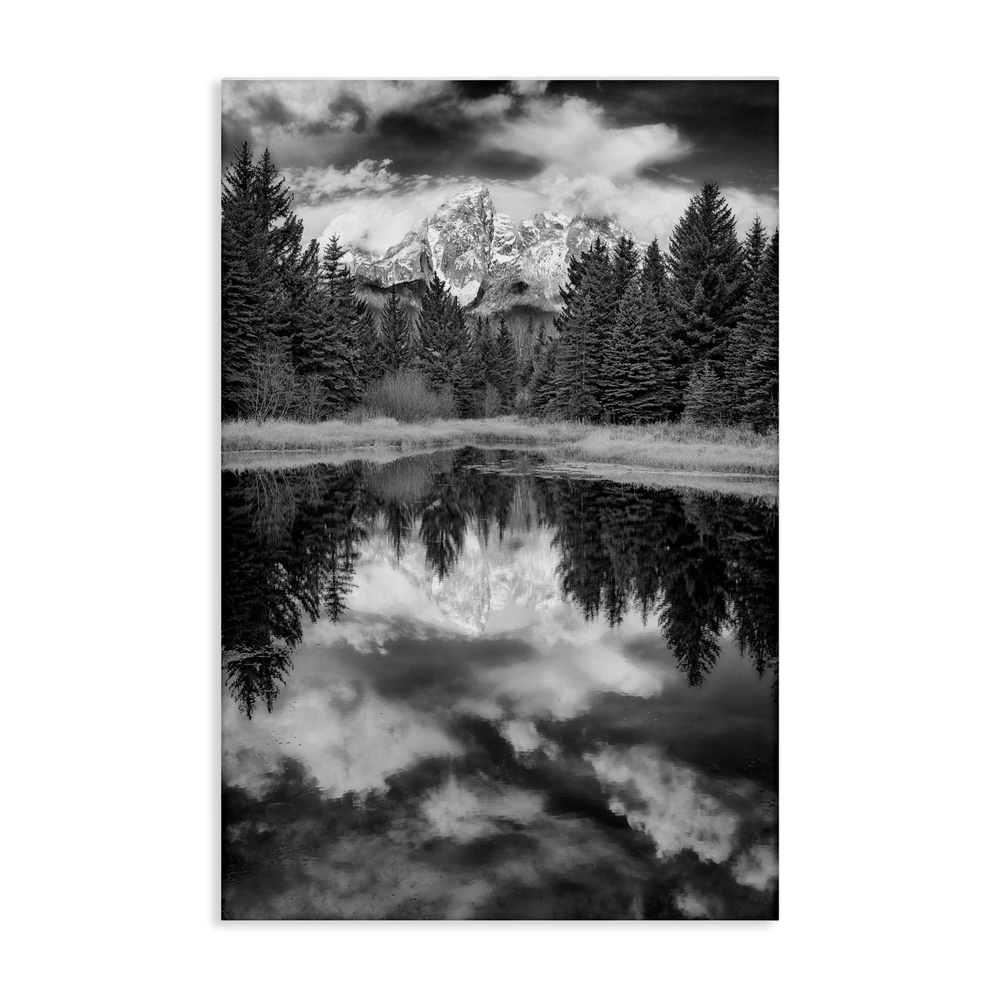 Stupell Industries Black & White Forest Reflection Landscape & Nature Photography Wrapped Canvas Art Print Wall Art, 30 x 45