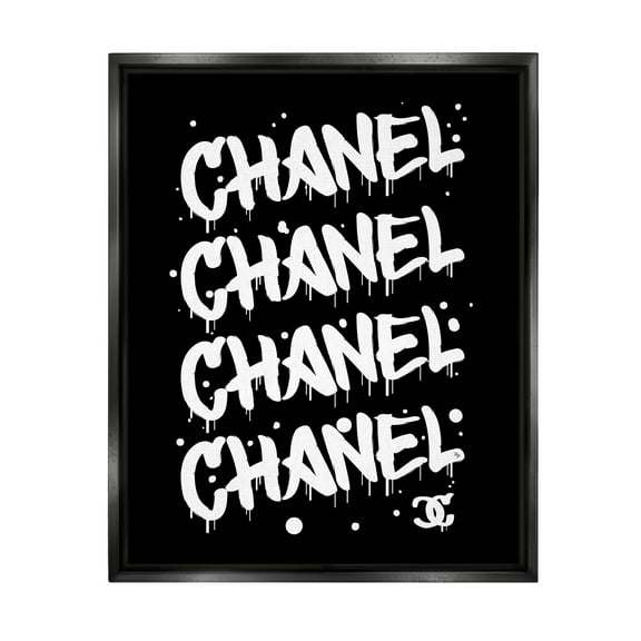 Stupell Industries Black & White Glam Graffiti Typography Painting Black Floater Framed Art Print Wall Art, 17 x 21