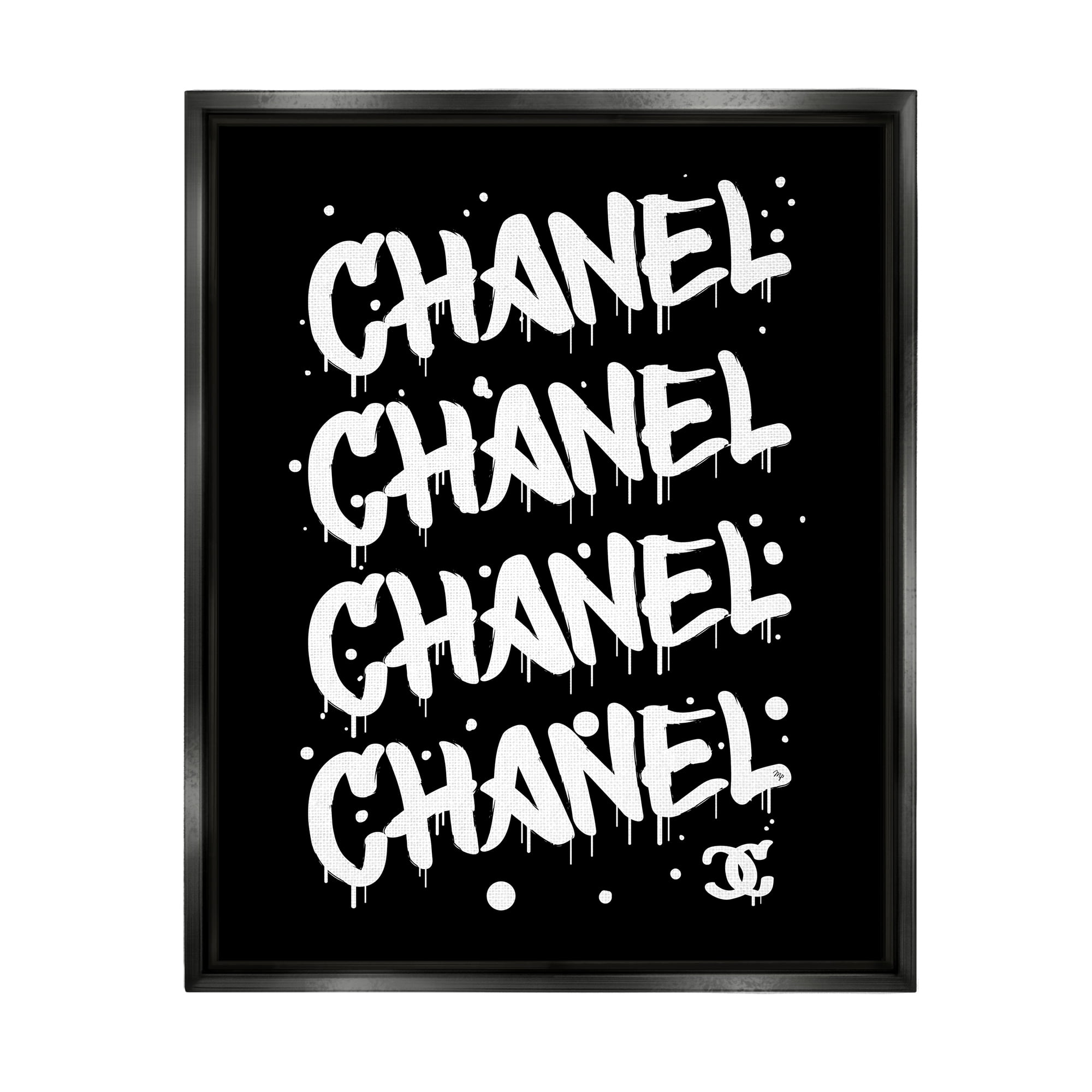 Stupell Industries Black & White Glam Graffiti Typography Painting Black Floater Framed Art Print Wall Art, 25 x 31