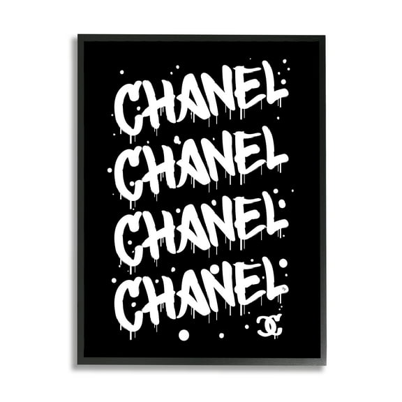 Stupell Industries Black & White Glam Graffiti Typography Painting Black Framed Art Print Wall Art, 11 x 14