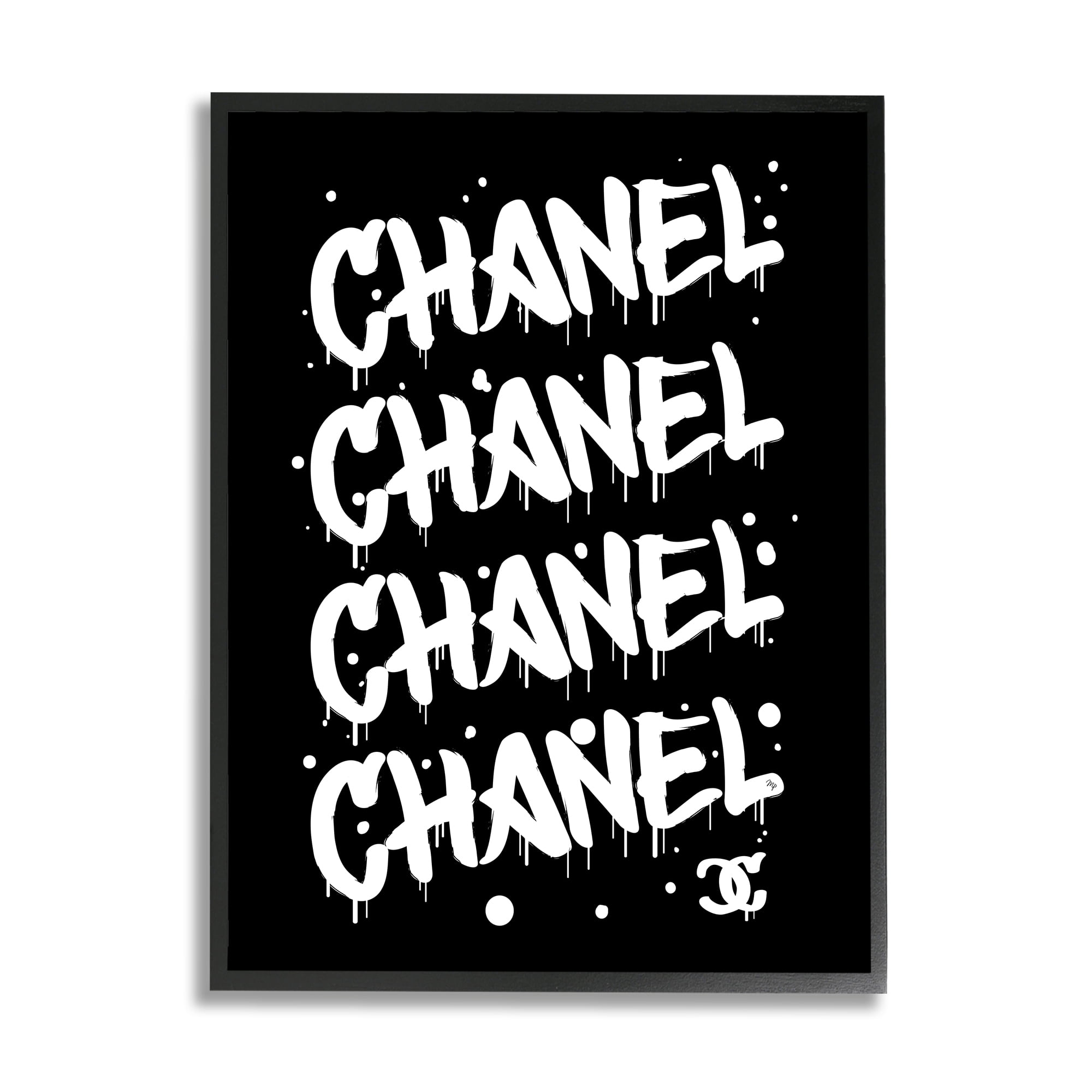 Stupell Industries Black & White Glam Graffiti Typography Painting Black Framed Art Print Wall Art, 16 x 20