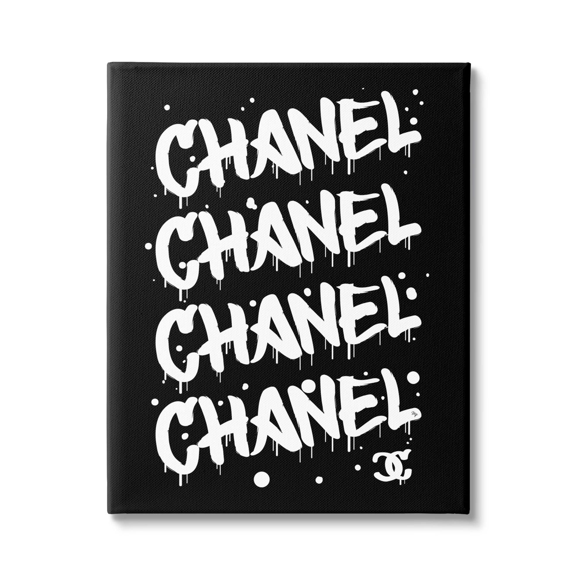 Stupell Industries Black & White Glam Graffiti Typography Painting Gallery Wrapped Canvas Print Wall Art, 36 x 48