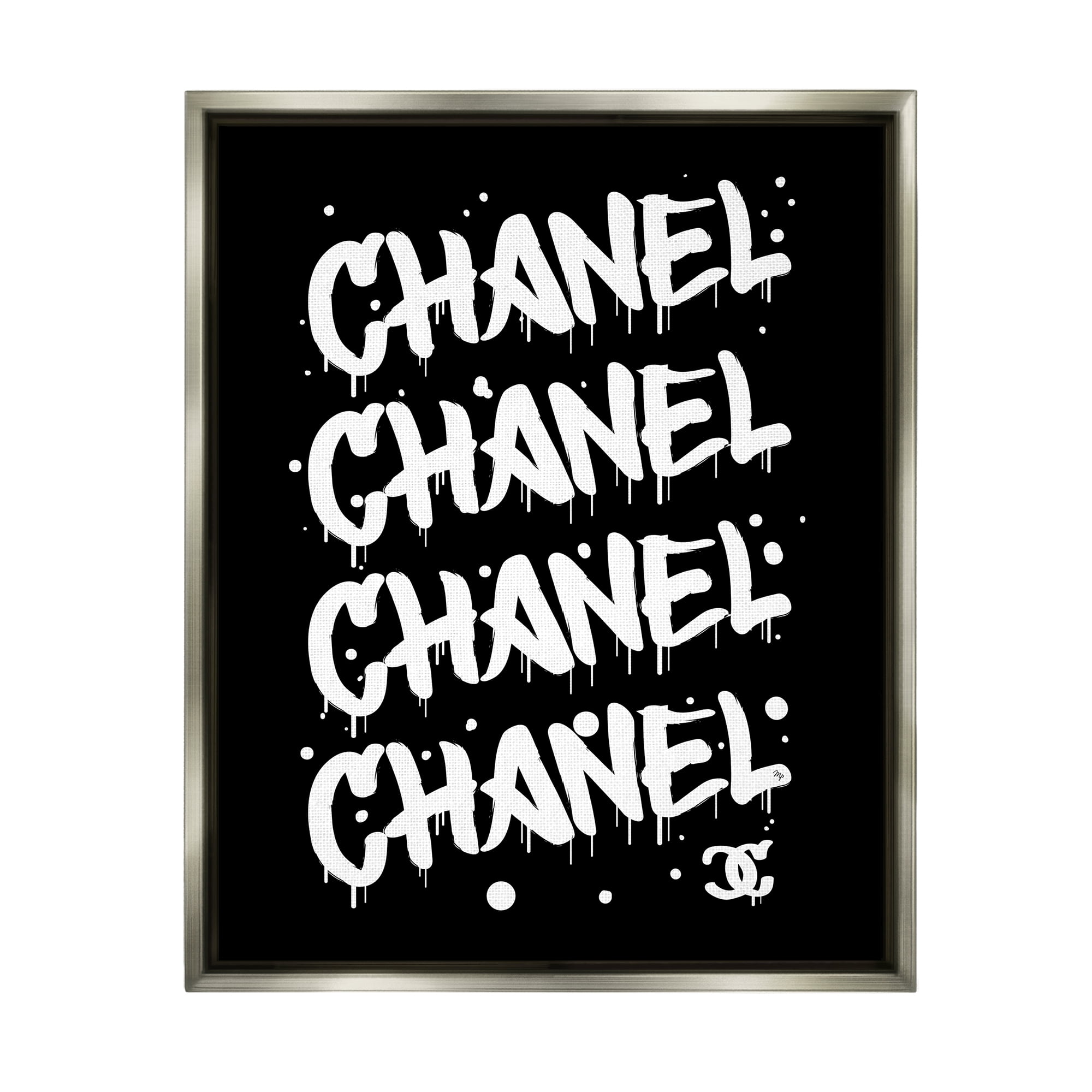 Stupell Industries Black & White Glam Graffiti Typography Painting Gray Floater Framed Art Print Wall Art, 17 x 21