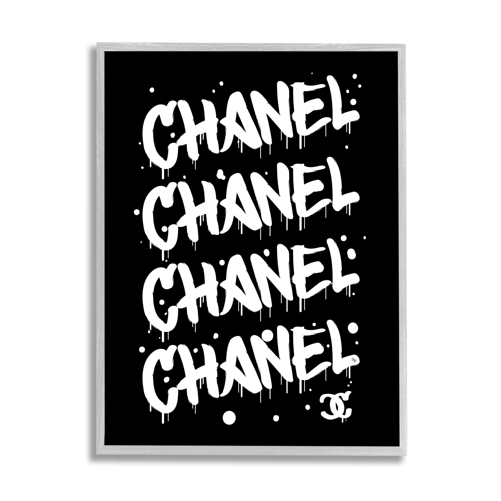 Stupell Industries Black & White Glam Graffiti Typography Painting Gray Framed Art Print Wall Art, 24 x 30
