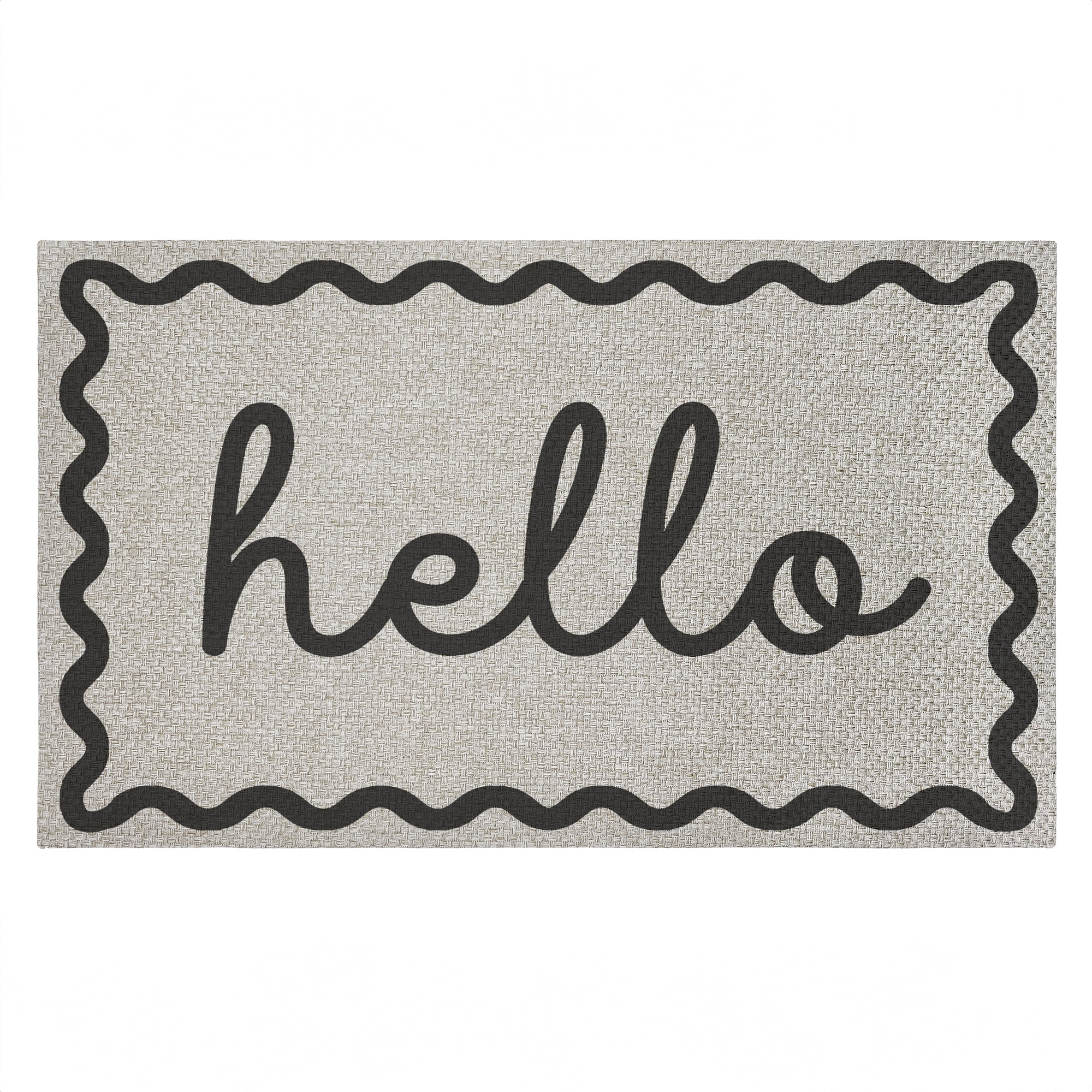 Stupell Industries Black & White Hello Printed Outdoor Imitation Sisal Floor Mat, design by Lil' Rue