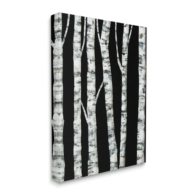 Stupell Industries Black White Modern Birch Trees Dark Forest,24 x 30,Designed by Ruth Fromstein