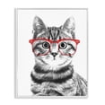 thumbnail image 1 of Stupell Industries Contemporary Black White Monochrome Cat Red Glasses Design White Framed Giclee Art, 16 x 20, by Annalisa Latella, 1 of 7