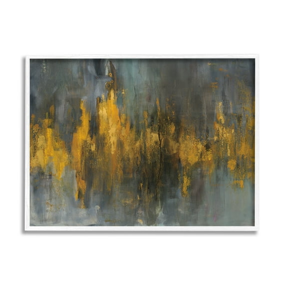 Stupell Industries Black and Gold Abstract Fire Painting Framed Art Print Wall Art, 14x11, By Danhui Nai