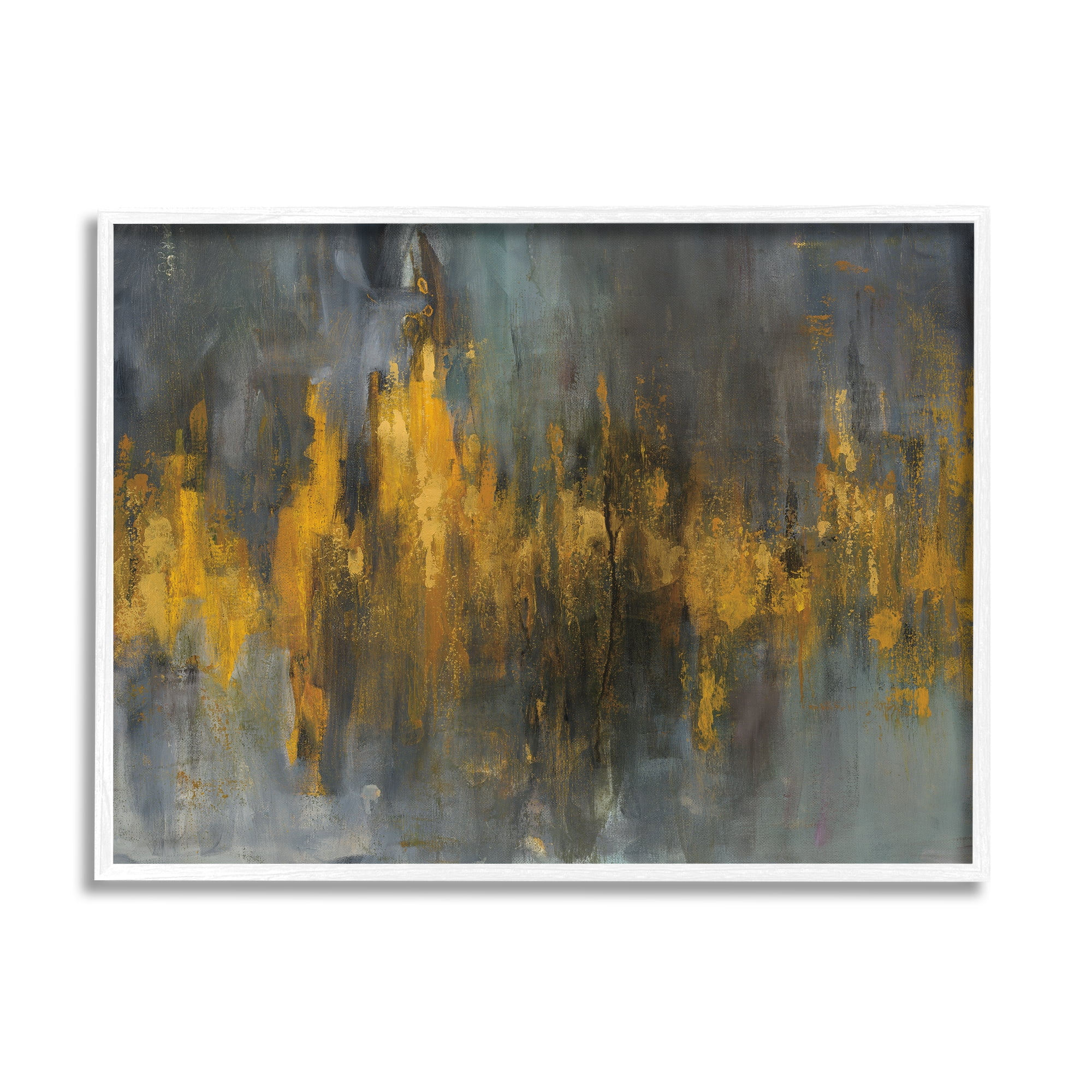 Stupell Industries Black and Gold Abstract Fire Painting Framed Art Print Wall Art, 30x24, By Danhui Nai