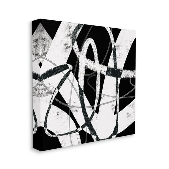 Stupell Industries Black and White Abstract Moving Paint Brush Strokes,30 x 30,Designed by Lisa Ridgers