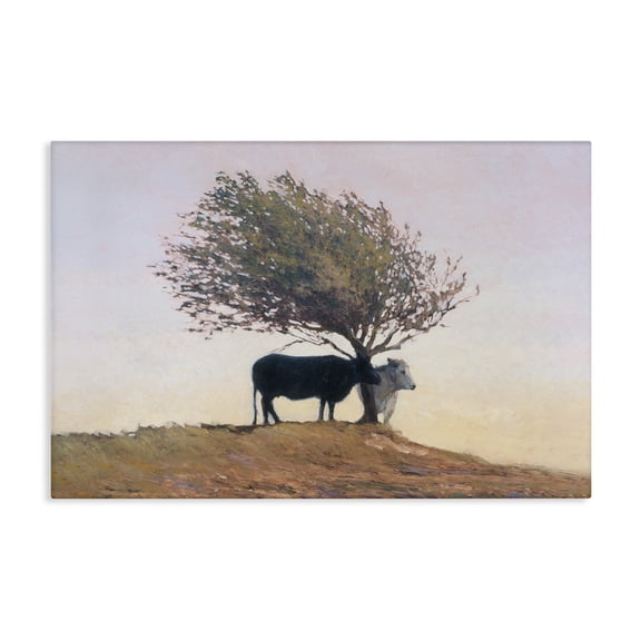 Stupell Industries Black and White Cattle Canvas Wall Art design by Kent Lovelace, 16 x 24