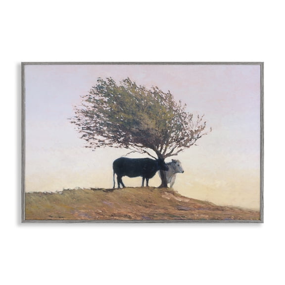 Stupell Industries Black and White Cattle Gray Framed Giclee Art design by Kent Lovelace, 16 x 24