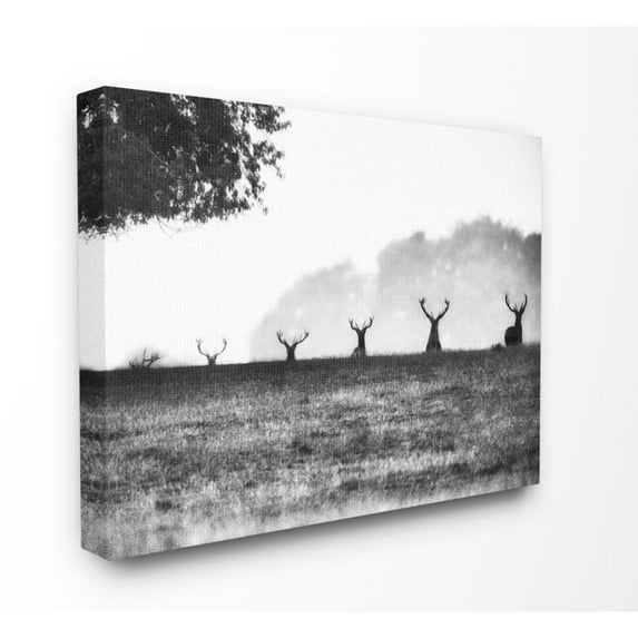Stupell Industries Black and White Deer Family Photo Canvas Wall Art by Villager Jim