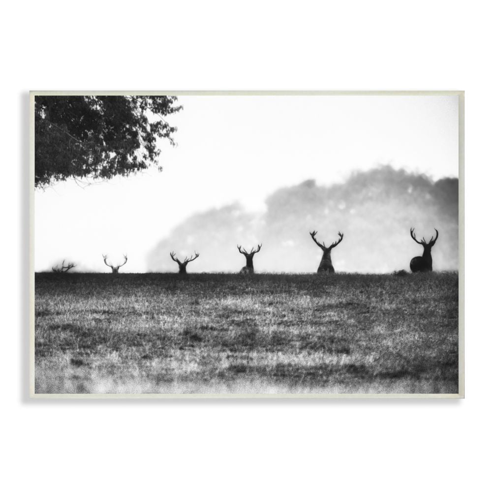 Stupell Industries Black and White Deer Family Photo Wall Plaque Art by Villager Jim