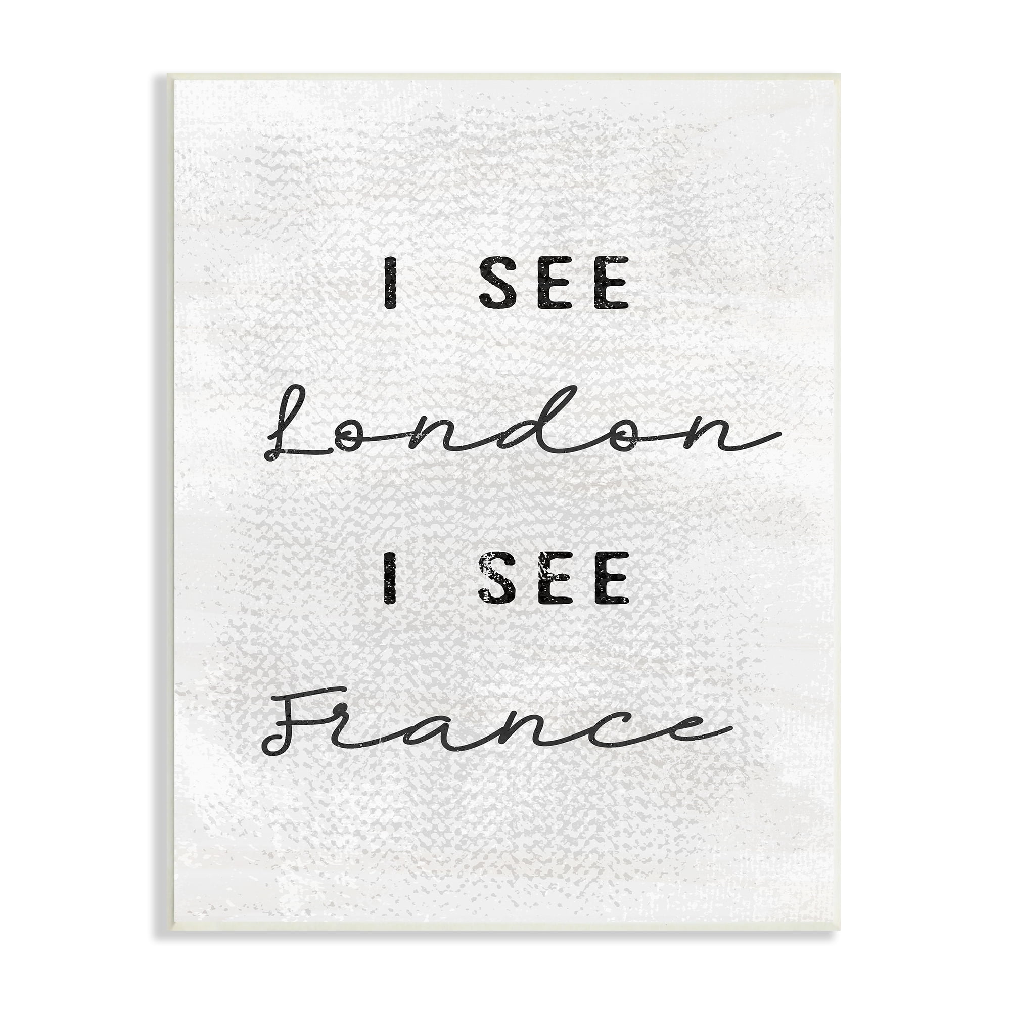 Stupell Industries Black and White I See London I See France Textured Typography, 13 x 19,Design by Daphne Polselli