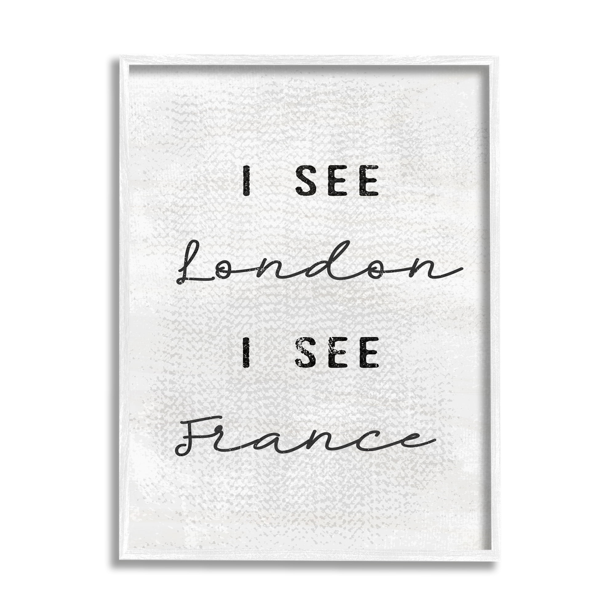 Stupell Industries Black and White I See London I See France Textured Typography, 16 x 20,Design by Daphne Polselli
